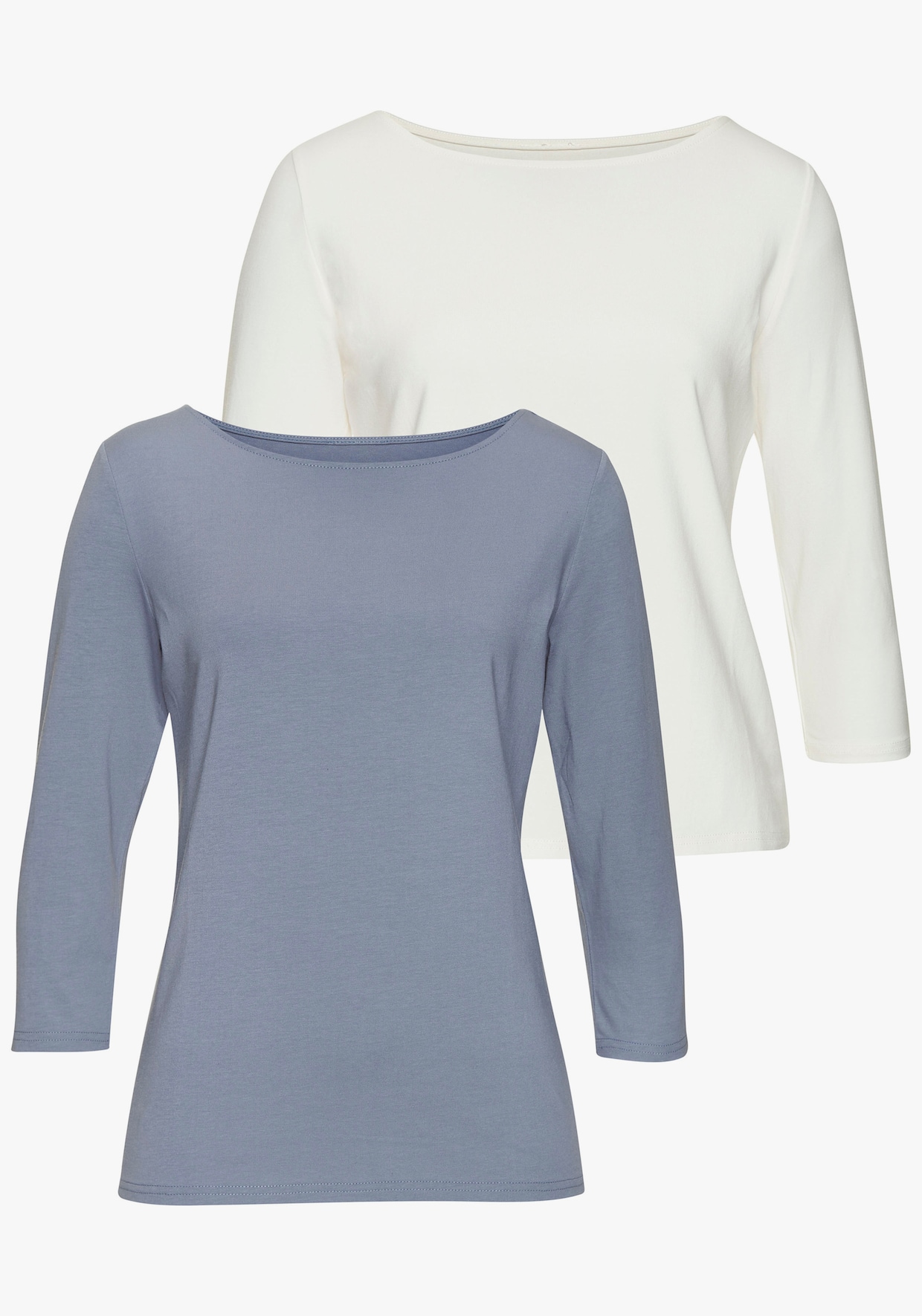 LASCANA Shirt met 3/4-mouw - lichtblauw, crème
