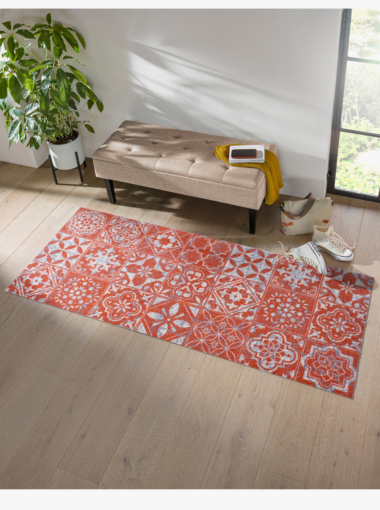 wash+dry by Kleen-Tex Paillasson - terre cuite-blanc