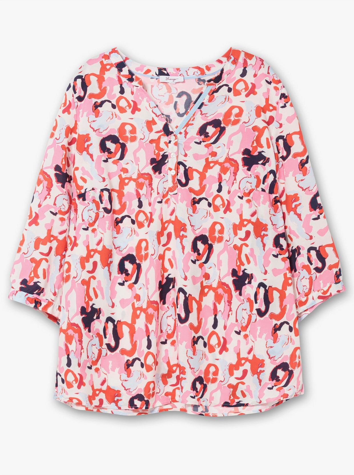 sheego Tunika - tiefblau+pink gemustert
