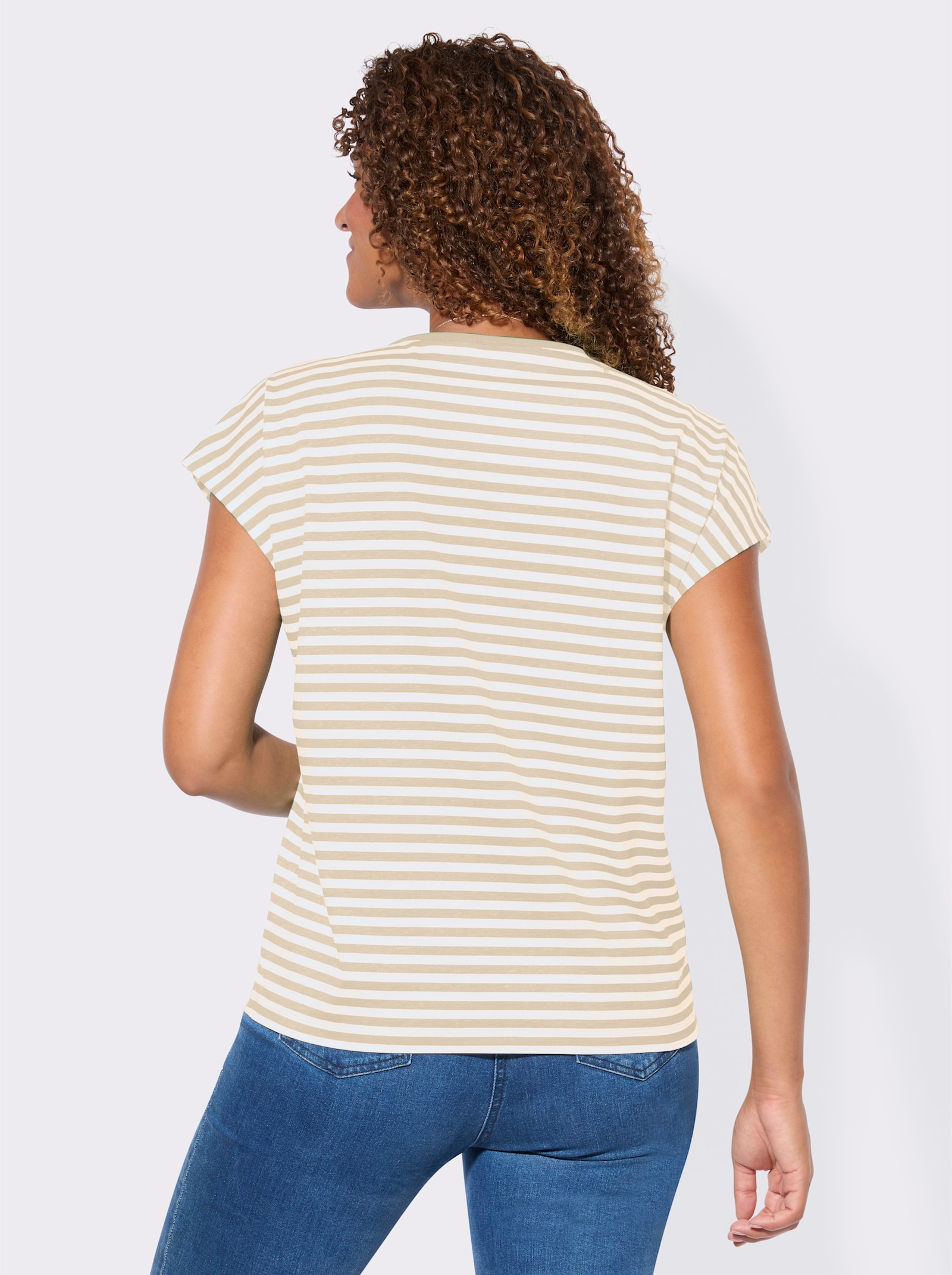 Shirt-Set mit überschnittenen Schultern - sand