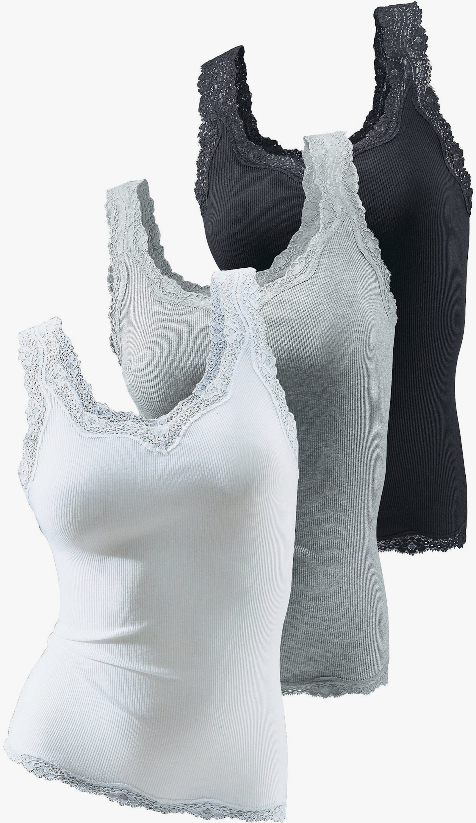 H.I.S Kanten top - zwart, wit