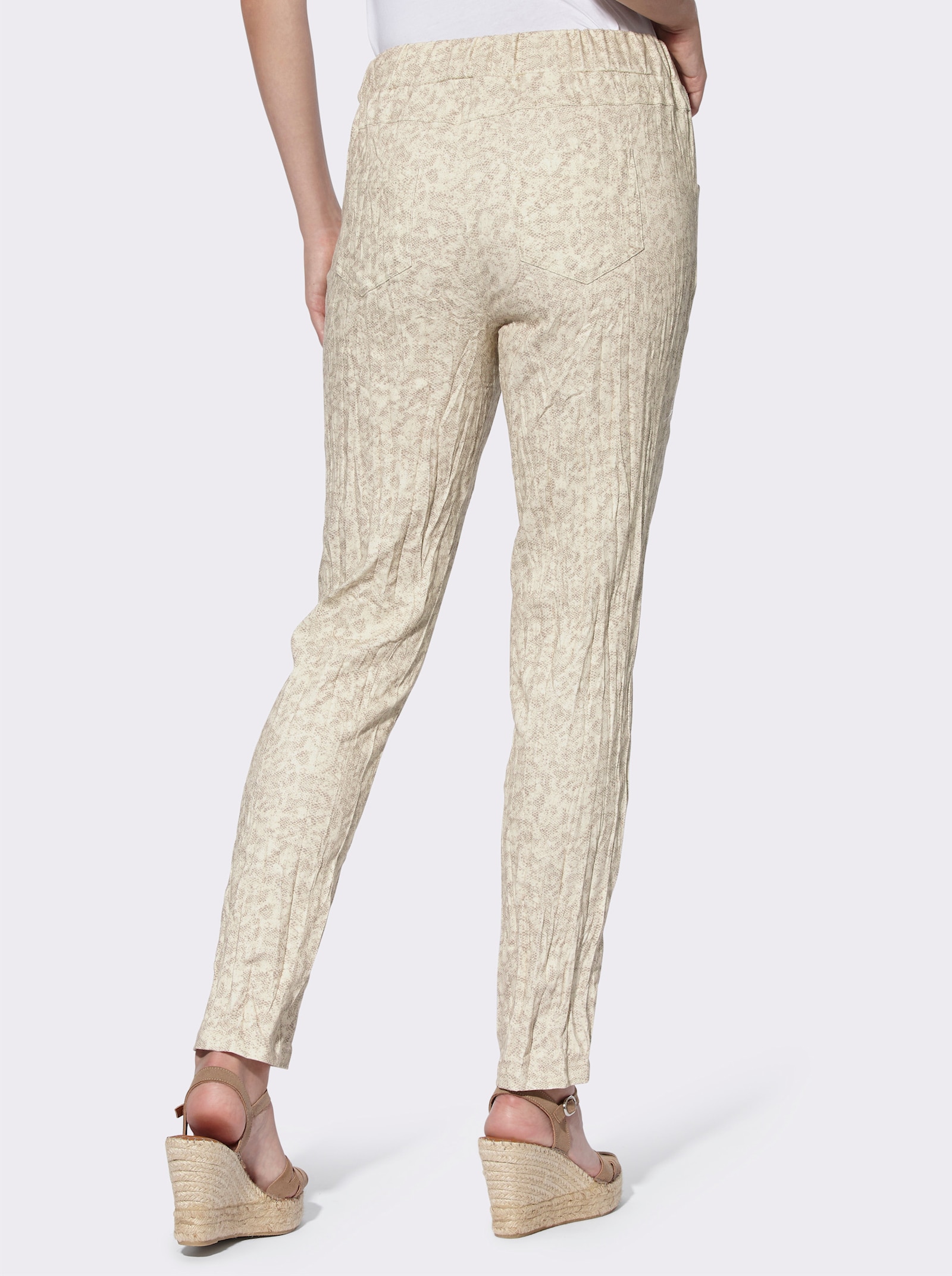 heine Druckhose in schmaler Beinform - champagner-beige-bedruckt