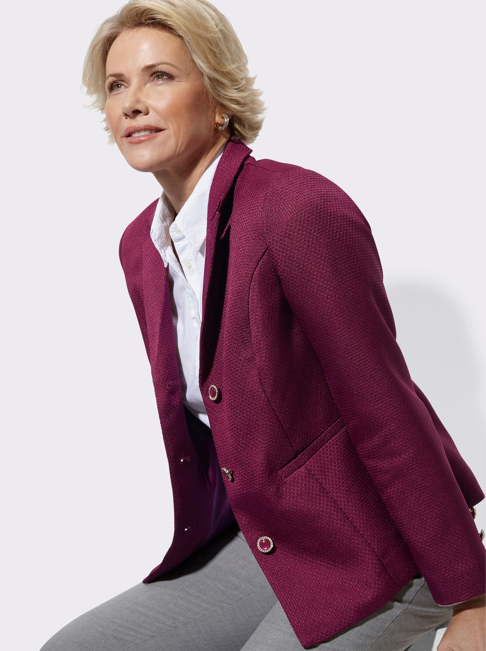 Kurzblazer in Bouclé-Qualität - malve