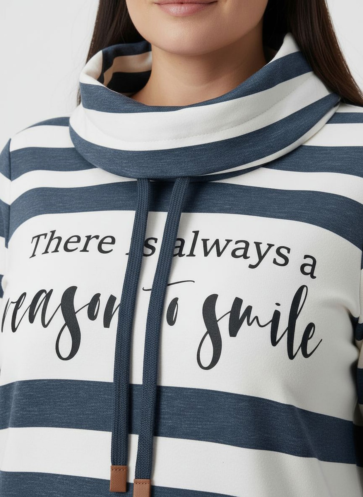 Sweatshirt mit elastischem Saum - dunkelblau-ecru-geringelt