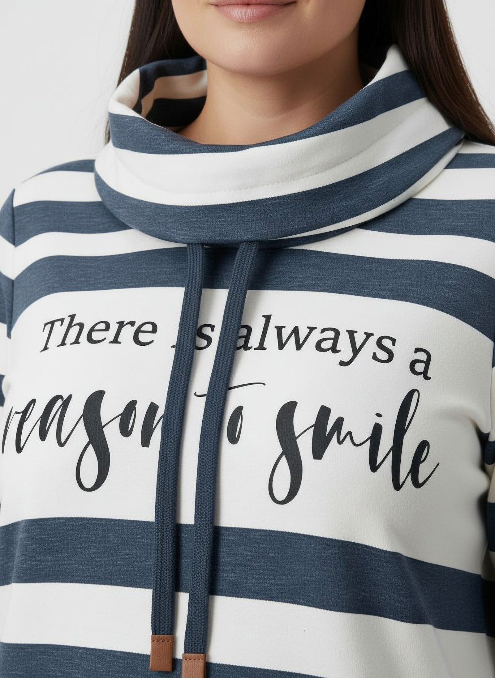 Sweatshirt mit elastischem Saum - dunkelblau-ecru-geringelt