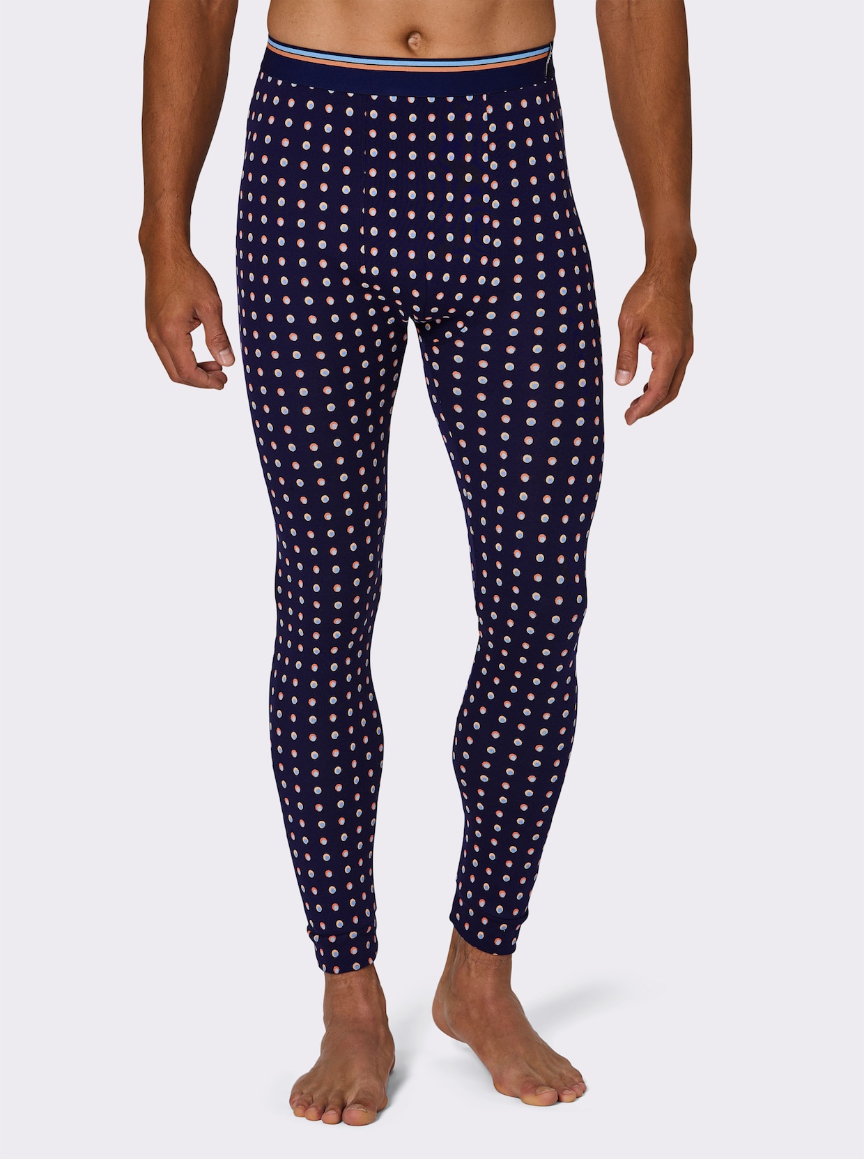 wäschepur men Hose lang - marine-getupft + marine-gestreift