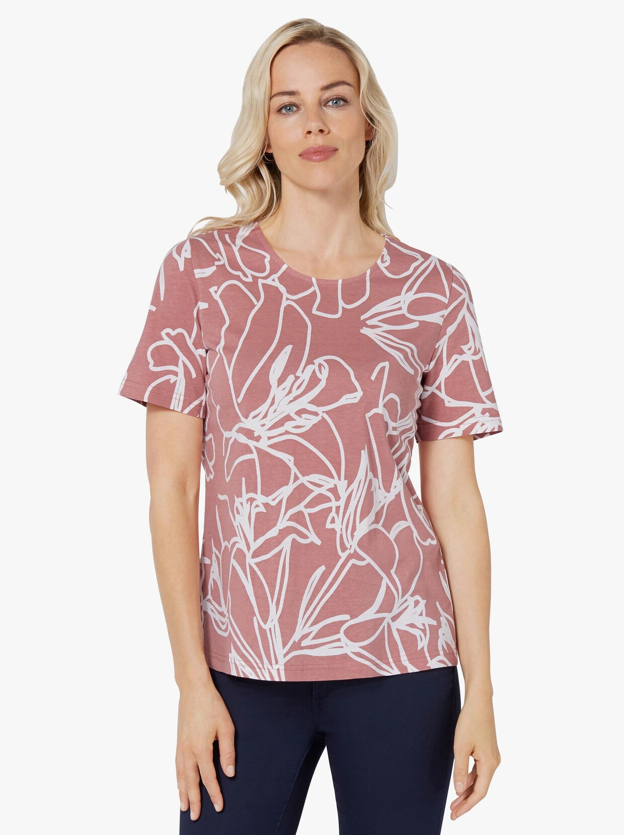 Shirt met korte mouwen - rozenhout gedessineerd