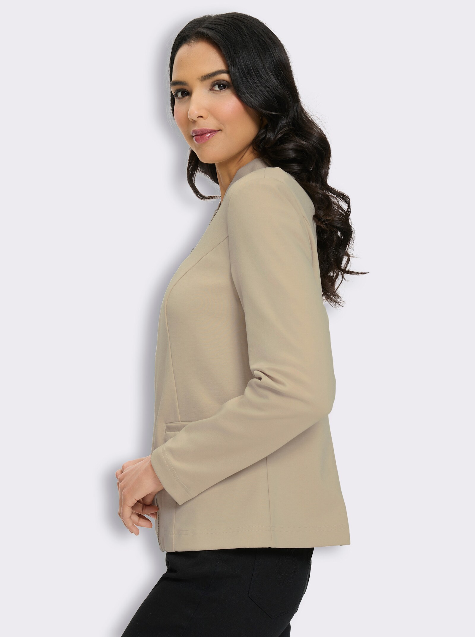 Sweatblazer mit Wiener Nähten - sand