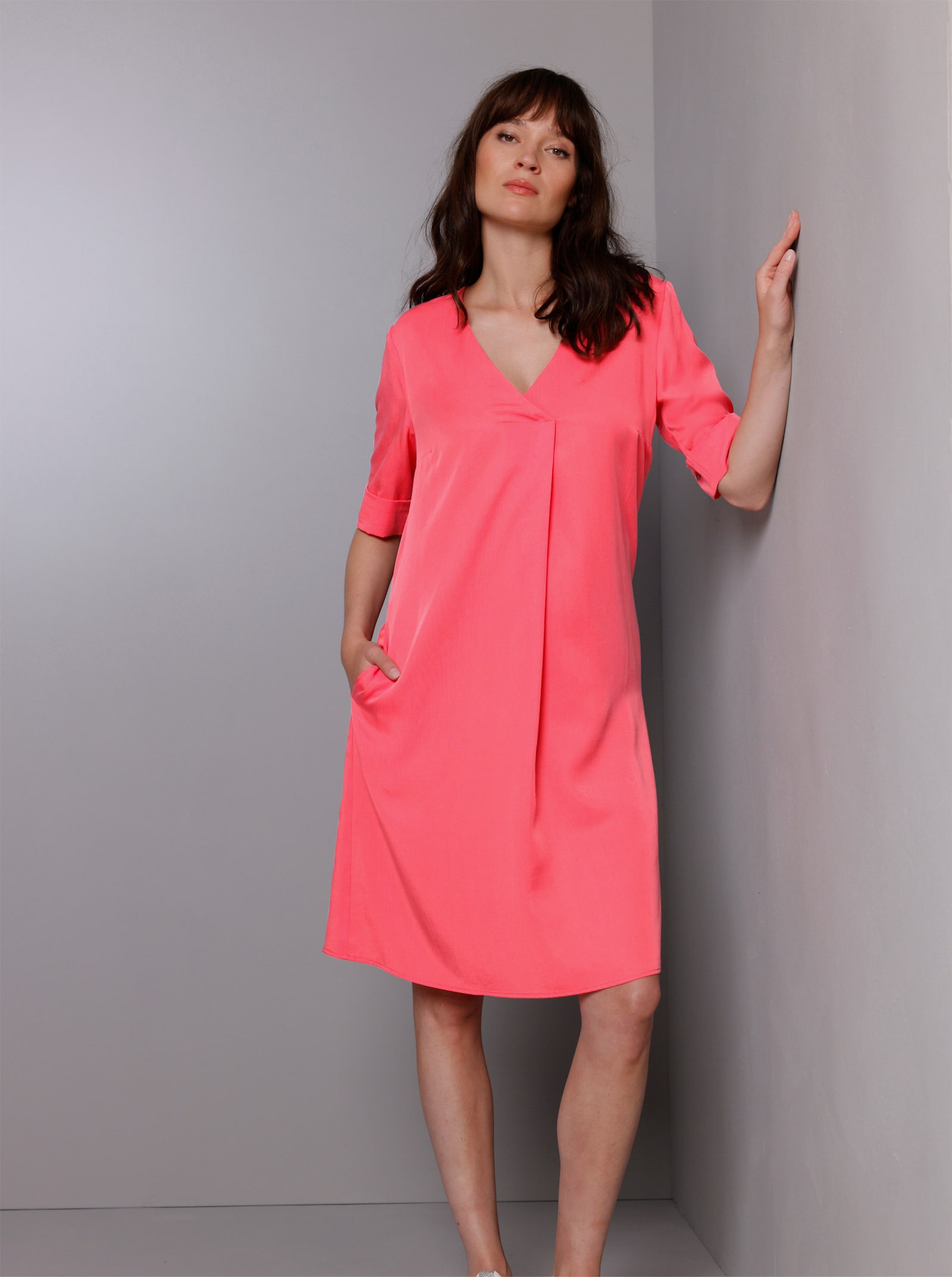 CREATION L PREMIUM A-Linien-Kleid aus reinem Lyocell - grapefruit