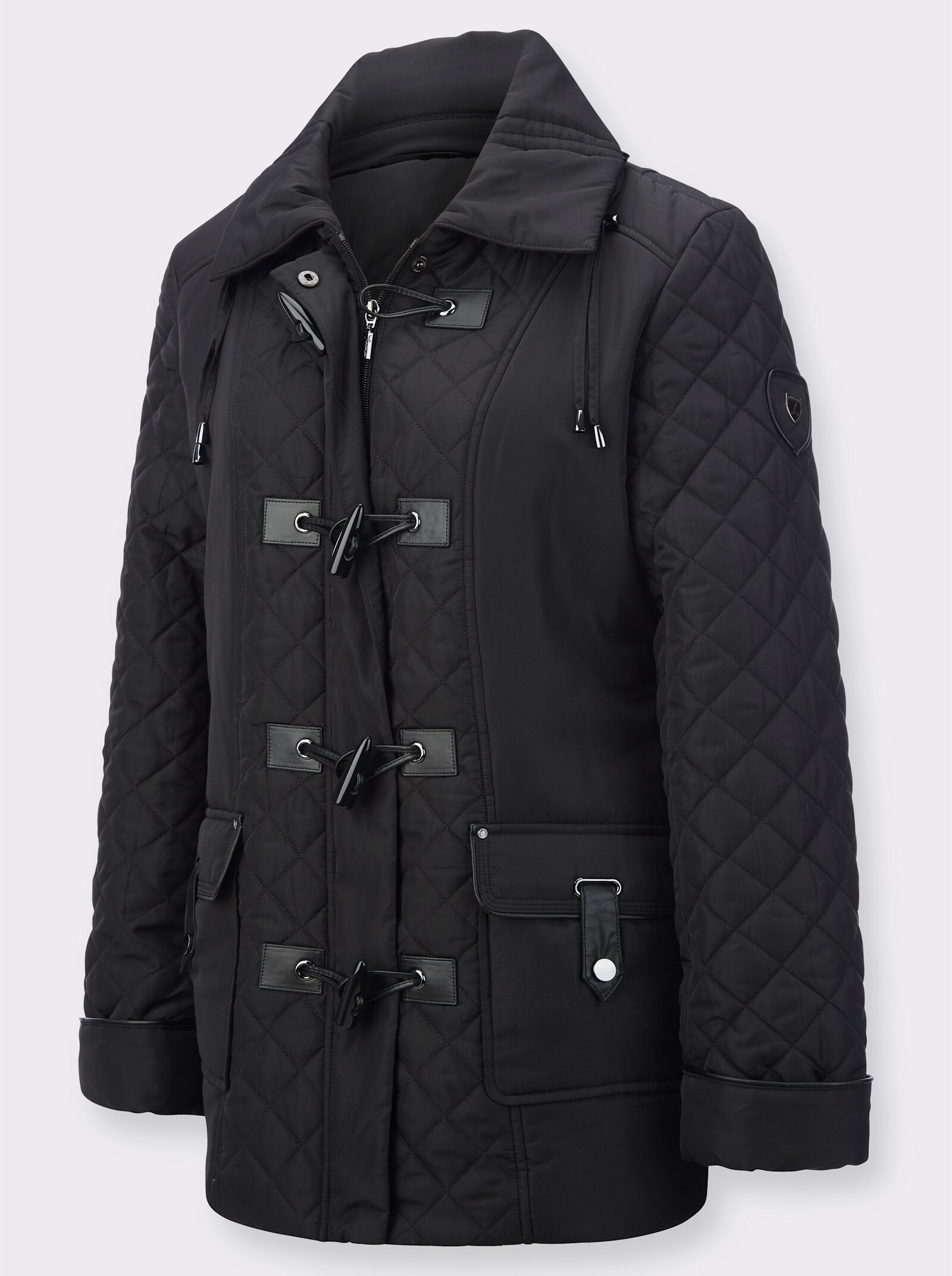 Steppjacke mit aufgesetzten Pattentaschen - schwarz