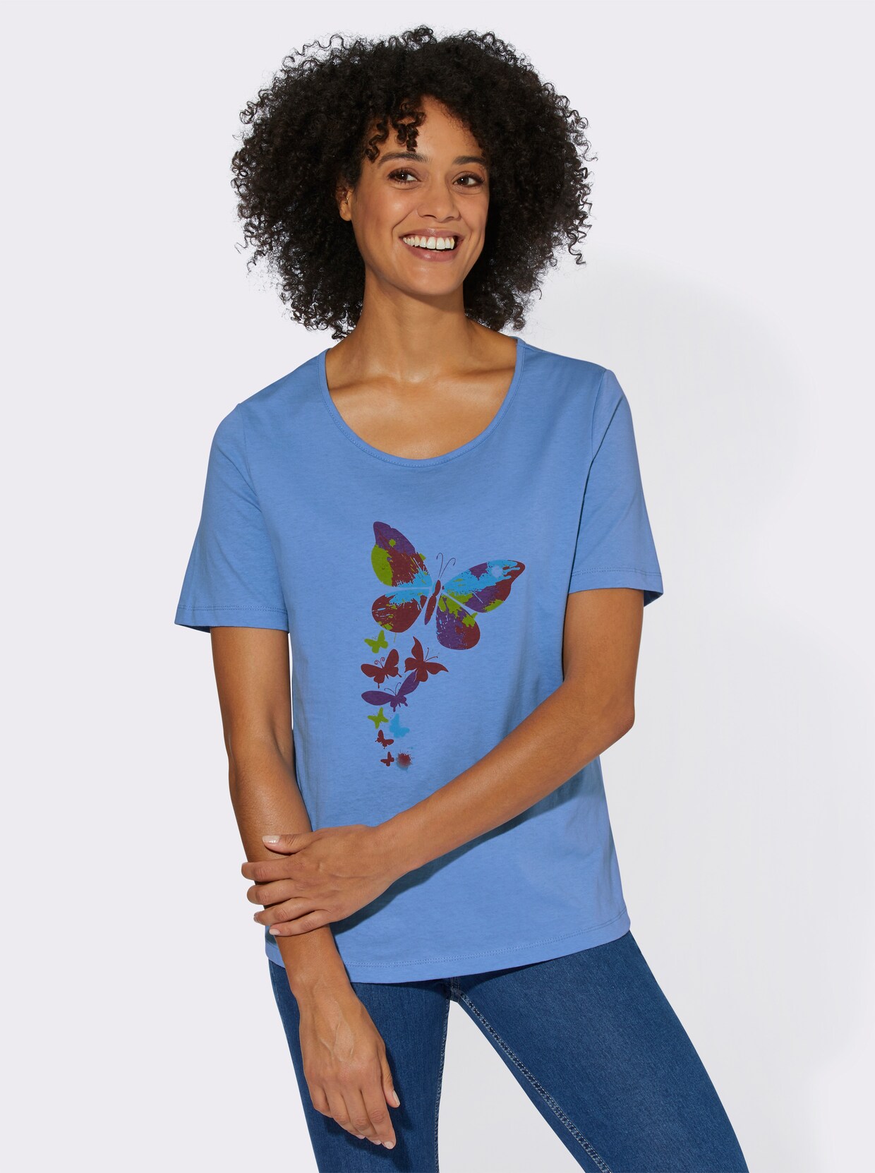 T-shirt - hemelsblauw bedrukt
