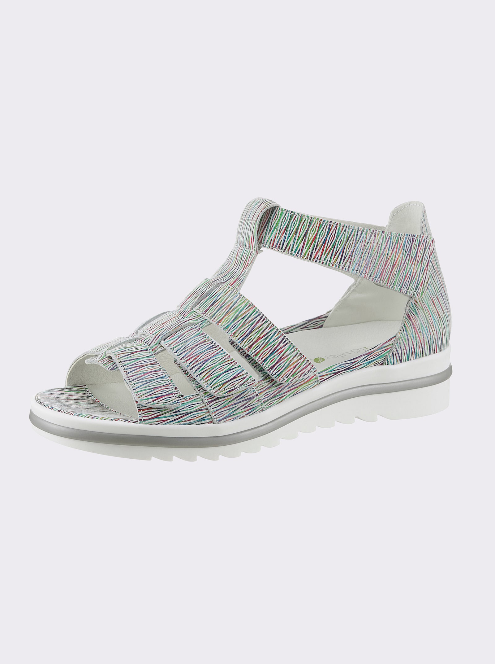 Waldläufer Sandalette mit mehrfarbigem Muster - weiss-bunt