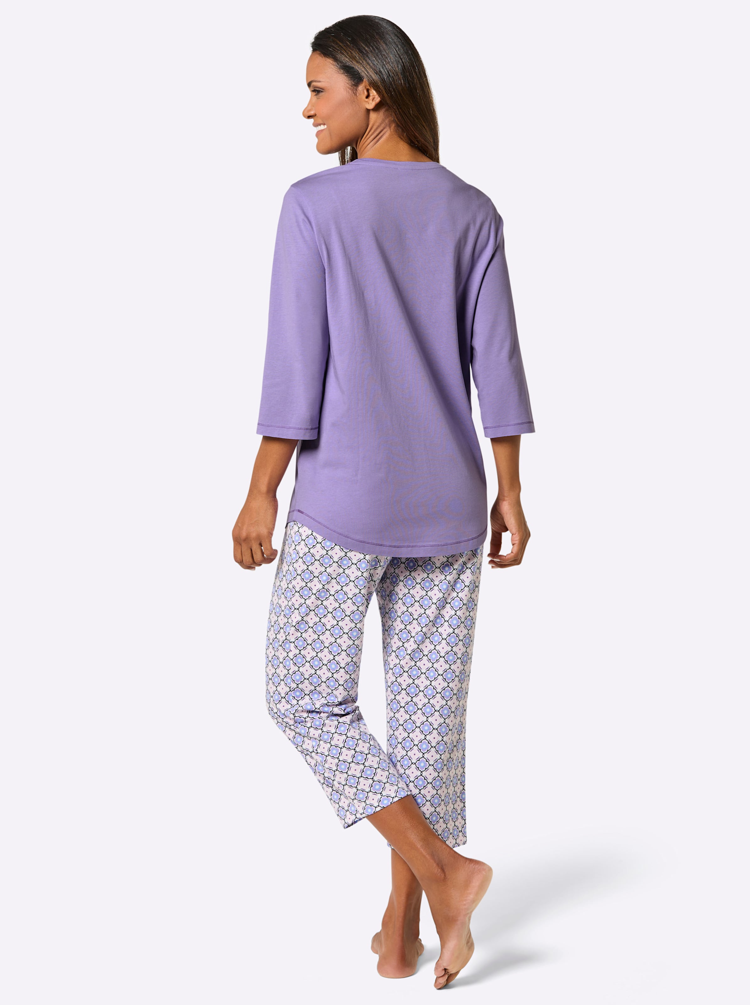 Pyjama lavendel/ecru bedrukt, foto 3