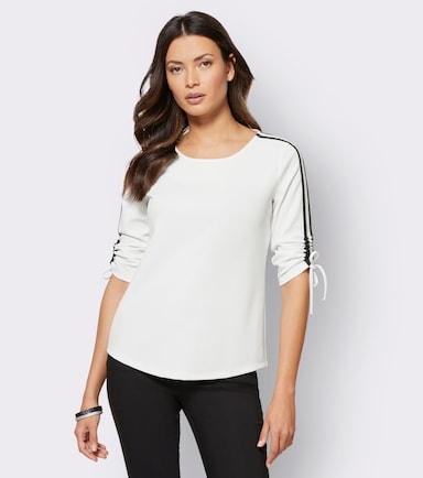 3/4-Arm-Shirt mit Kontraststreifen - ecru
