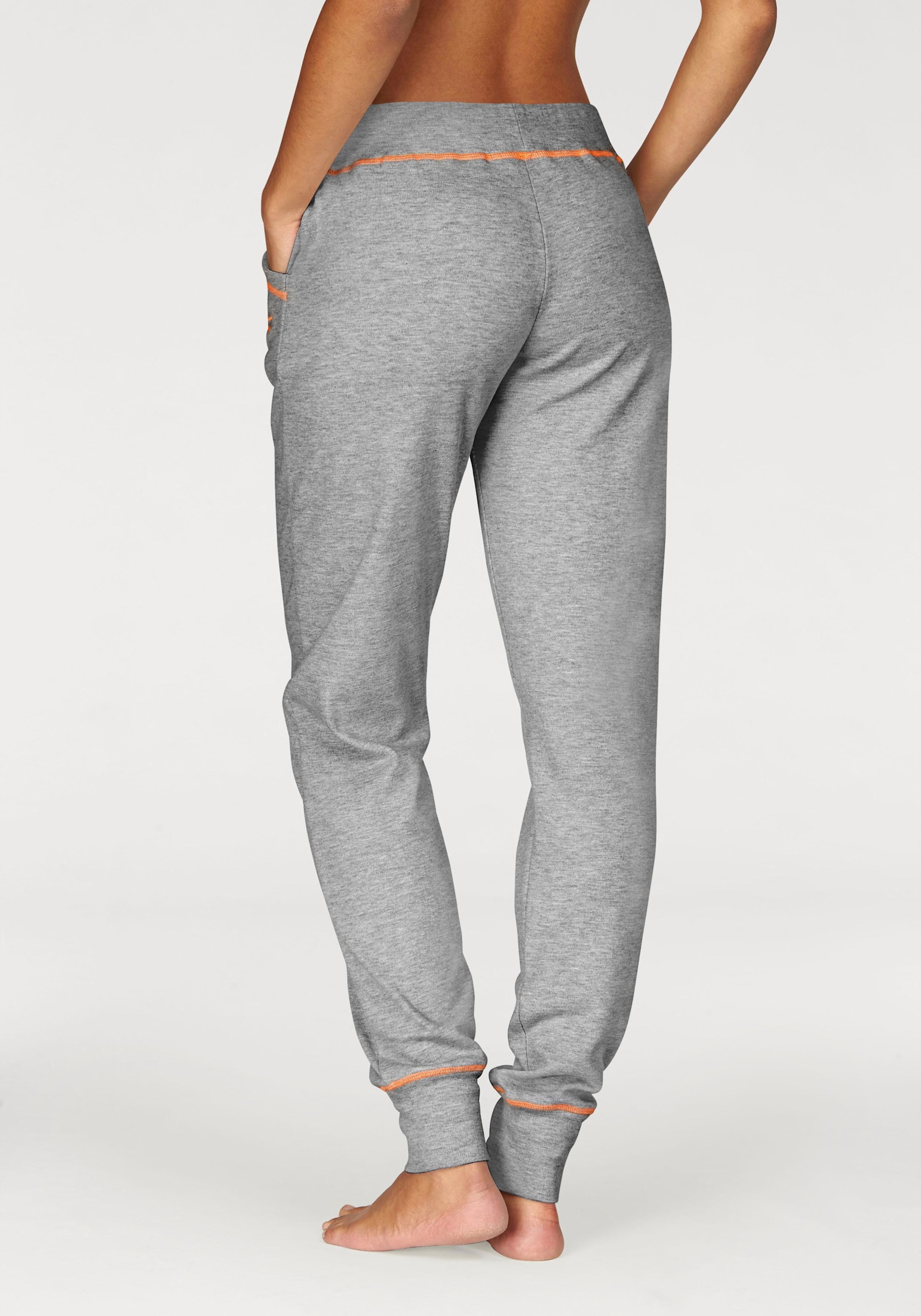 Bench. Loungewear Relaxbroek - lichtgrijs/oranje