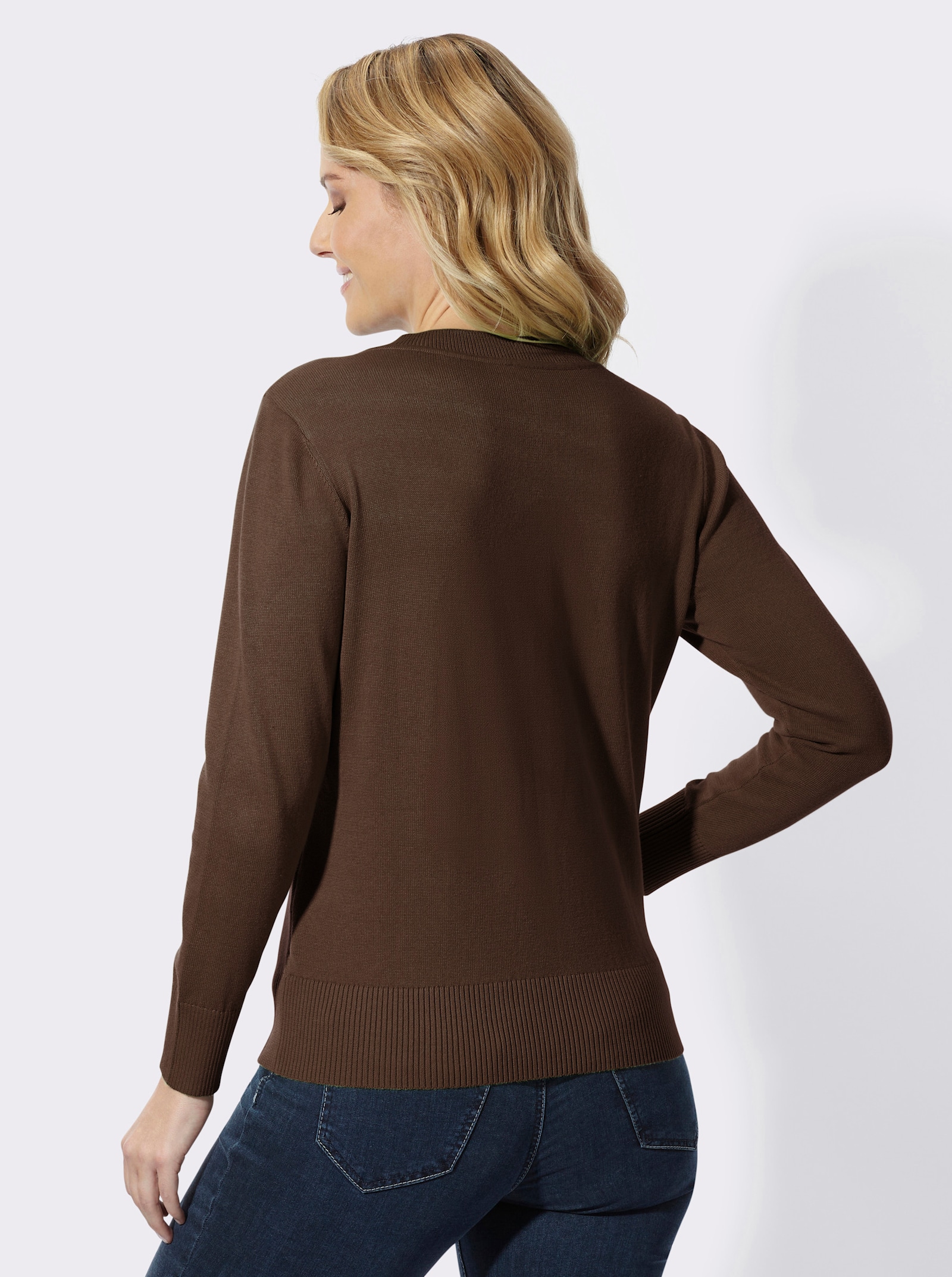 V-Ausschnitt-Pullover aus reiner Baumwolle - schoko