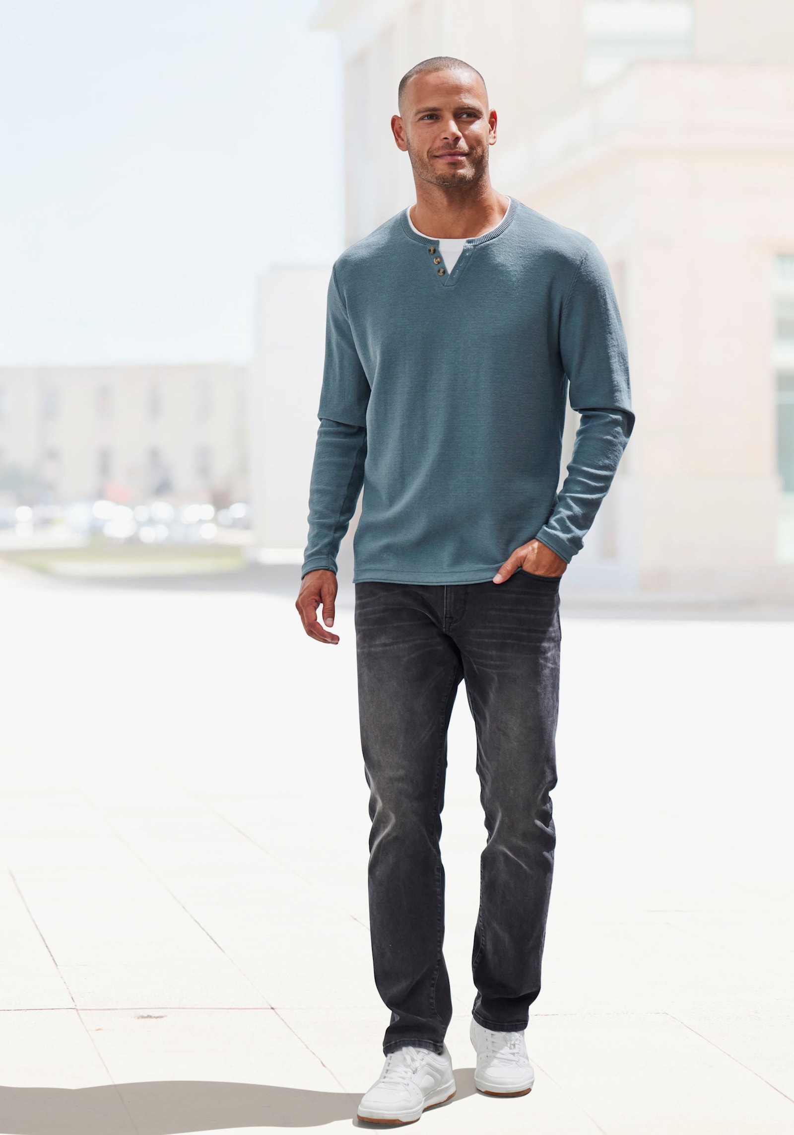 H.I.S Tricotvest - blauwgrijs