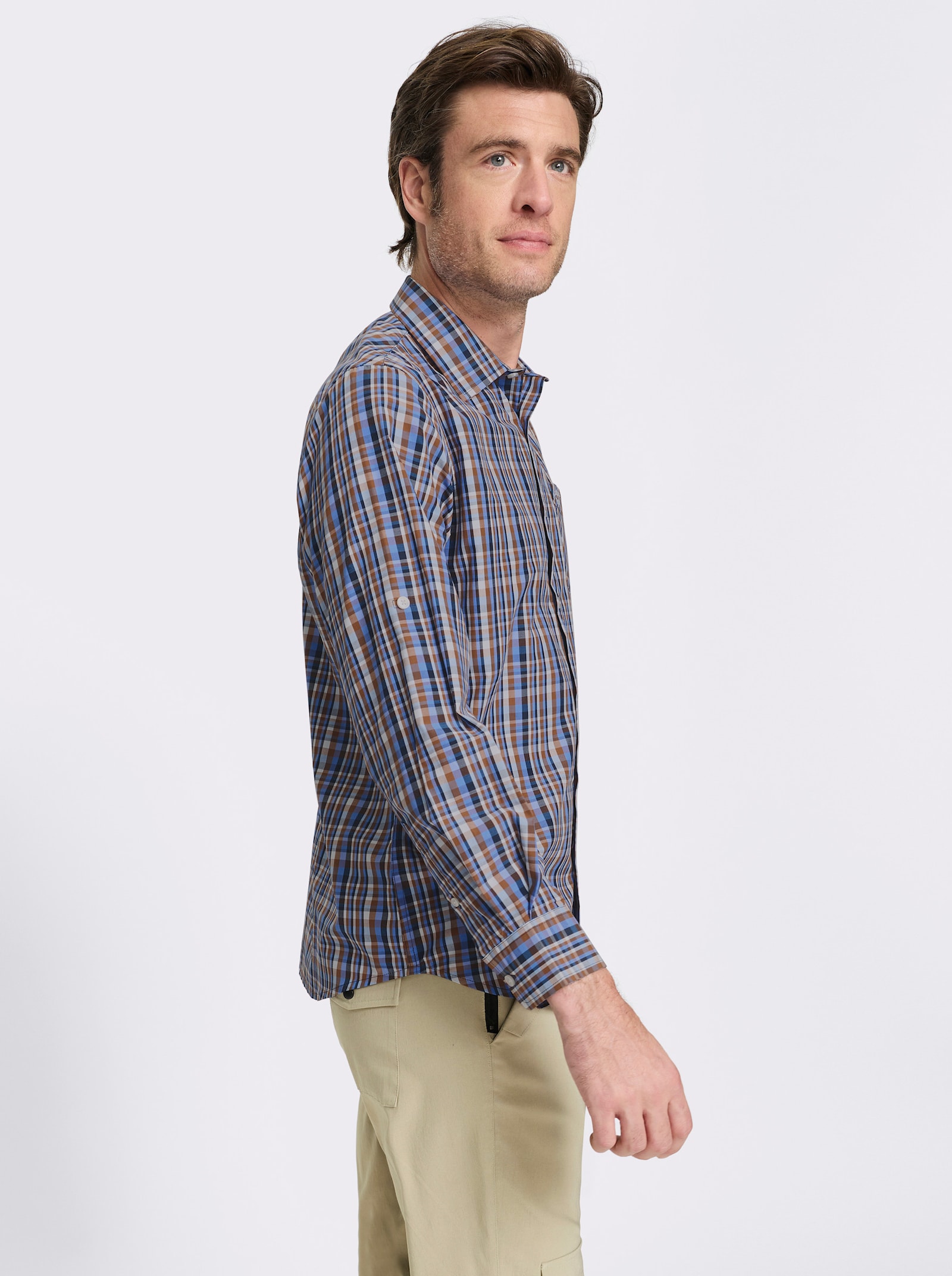 Catamaran Sports Funktionshemd mit regulierbarer Ärmellänge - cognac-kariert