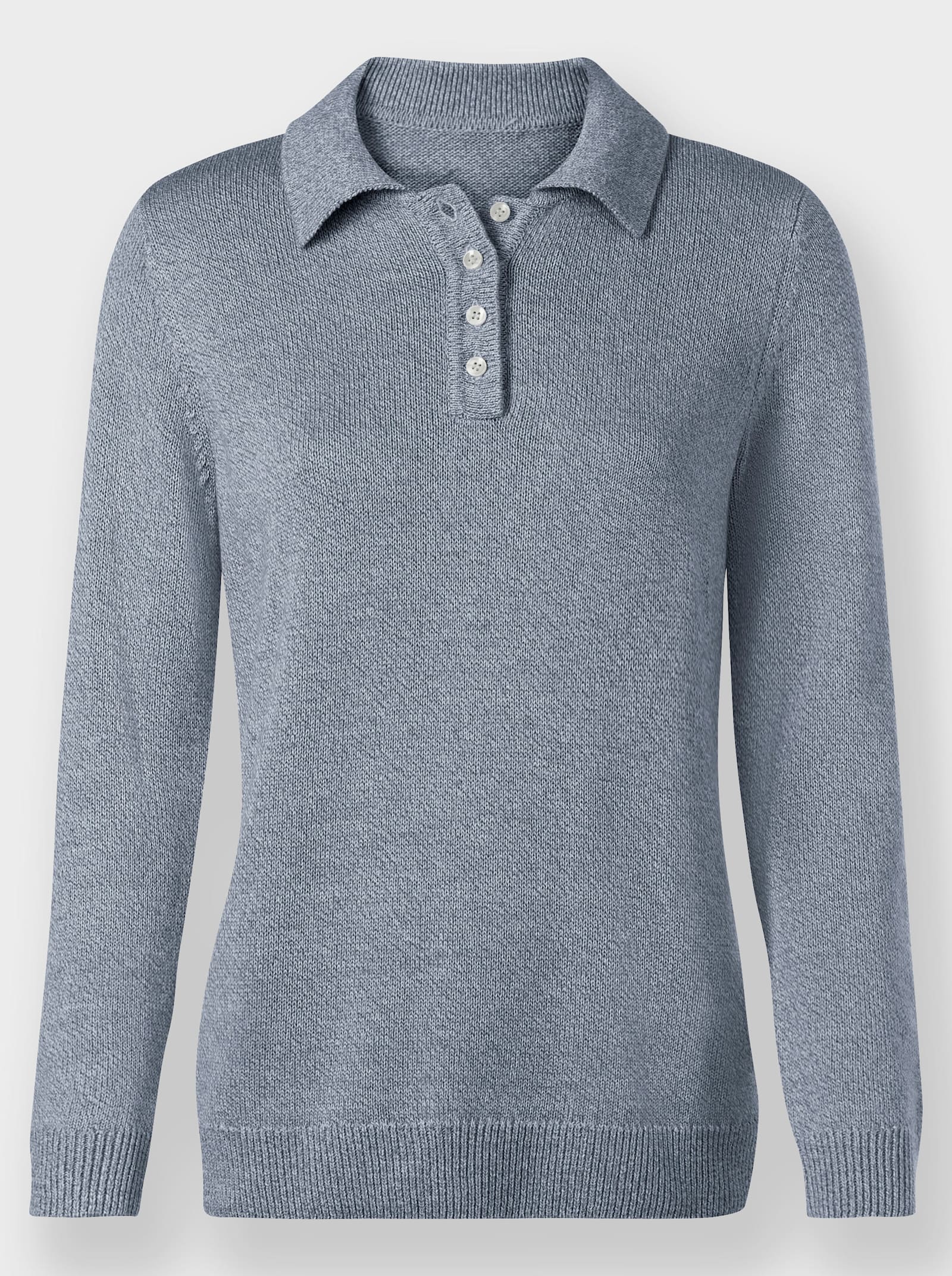 Polopullover aus meliertem Garn - rauchblau-meliert