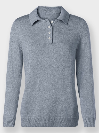 Polopullover aus meliertem Garn - rauchblau-meliert