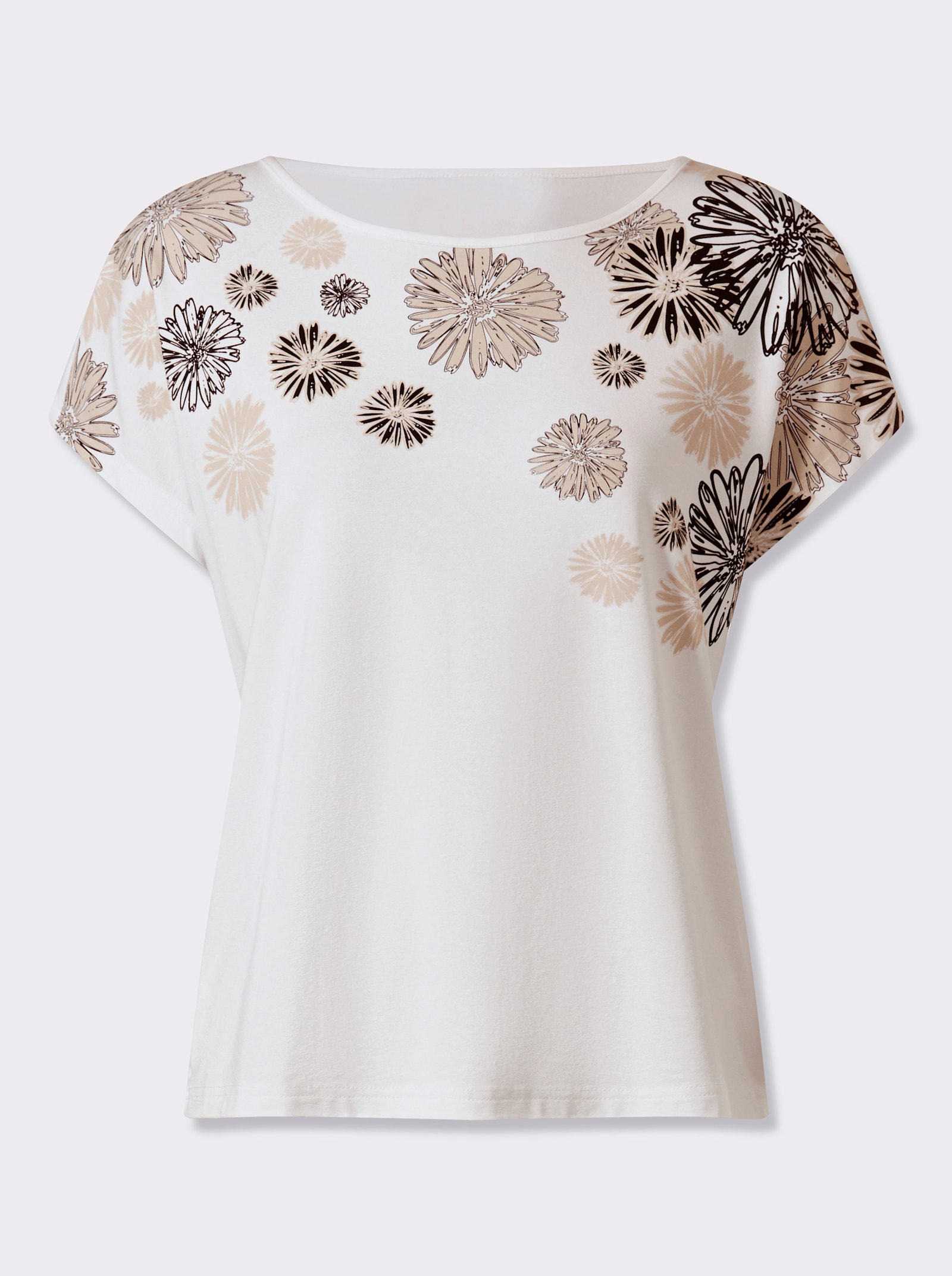 heine Kurzarmshirt mit Blumen-Print - weiß