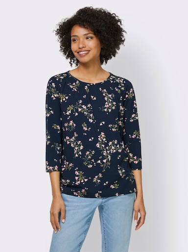 heine 3/4-Arm-Shirt in Viskose-Qualität - dunkelblau-puder-bedruckt