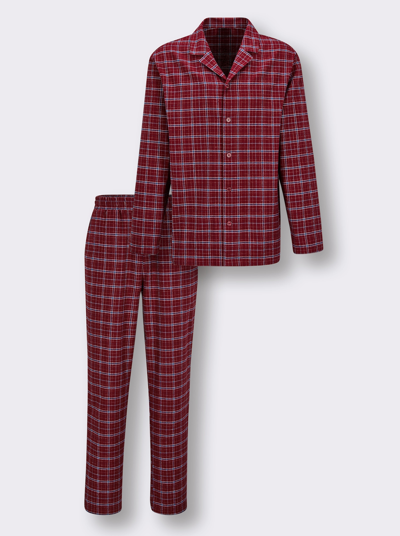 wäschepur men Pyjama - dunkelrot-dunkelblau-kariert
