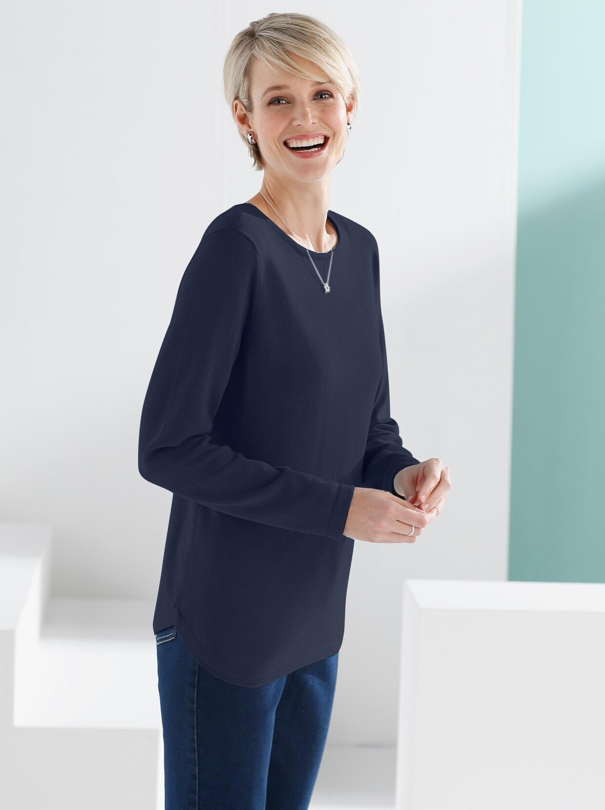Langarm-Pullover - marine