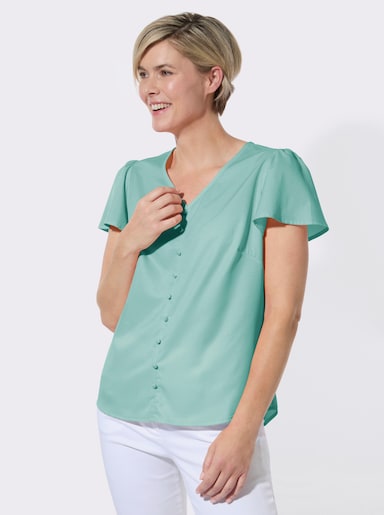 Schlupfbluse mit Flügelärmeln - mint