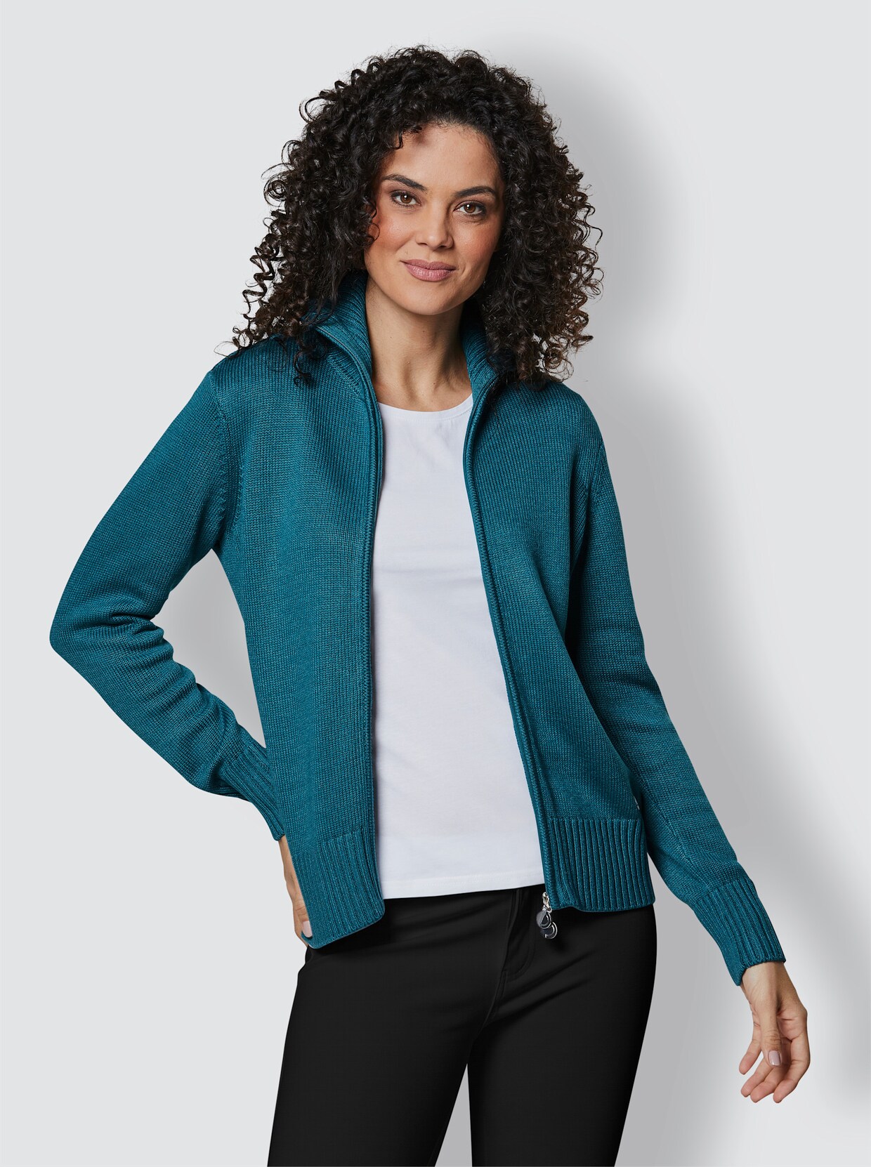 Creation L Premium Veste en tricot, viscose et lyocell - bleu pétrole