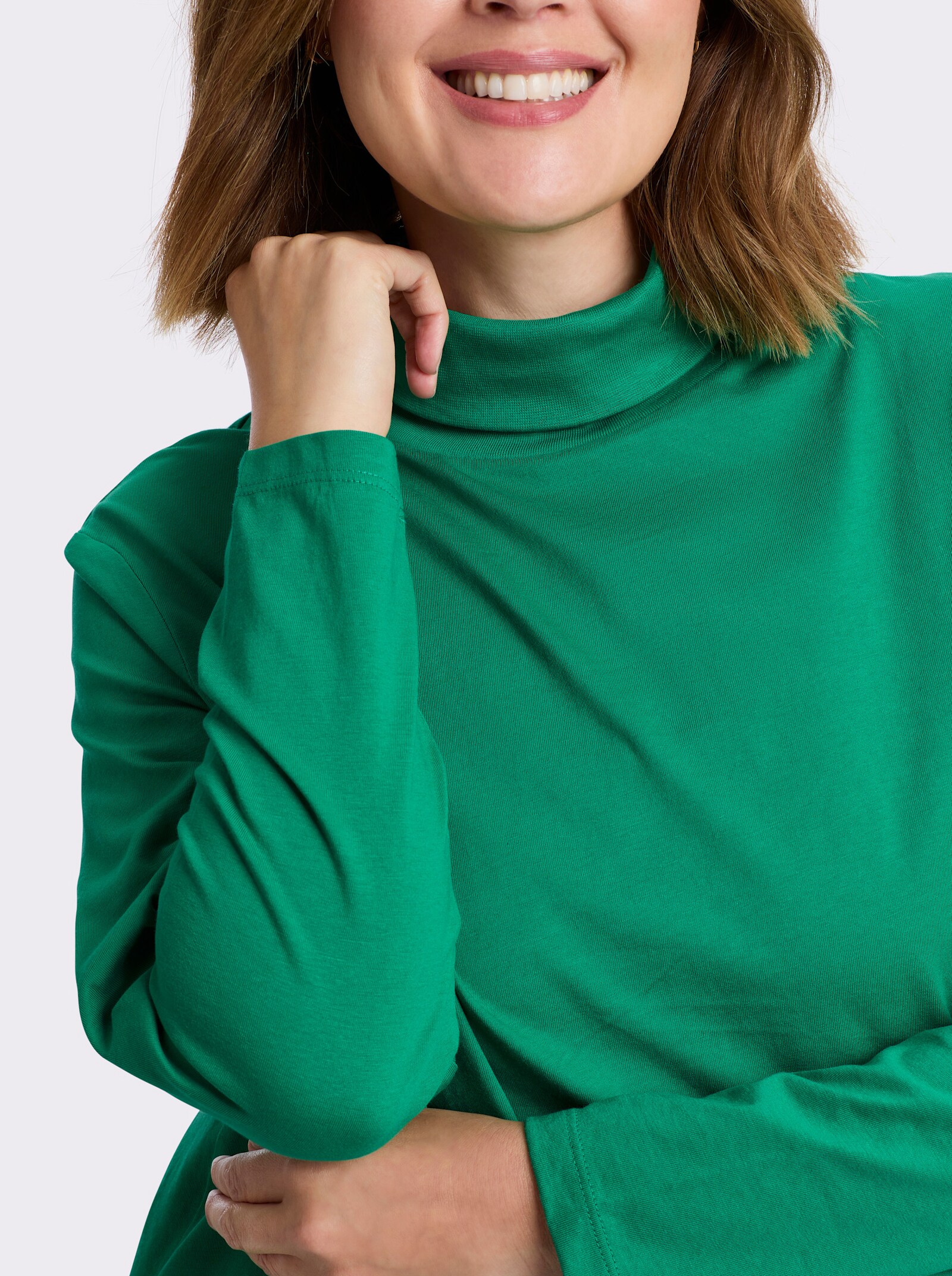 Rollkragenshirt mit langen Ärmeln - smaragdgrün