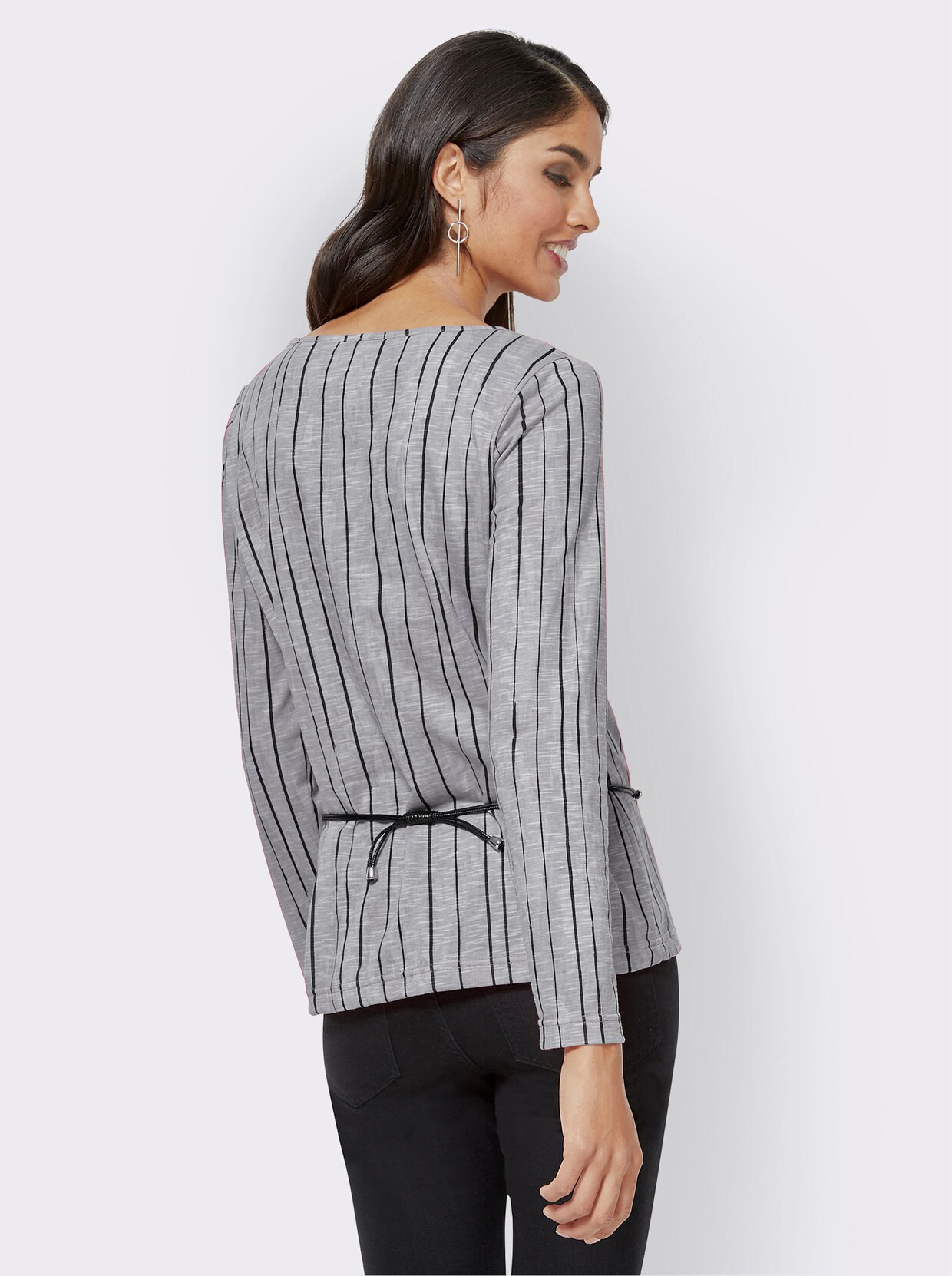 Shirt met ronde hals - wit/grijs bedrukt