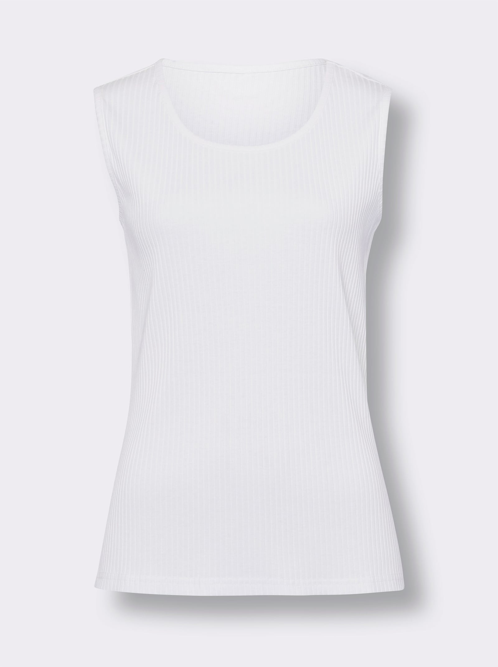 Linne i ribbstickad look - gräddvit