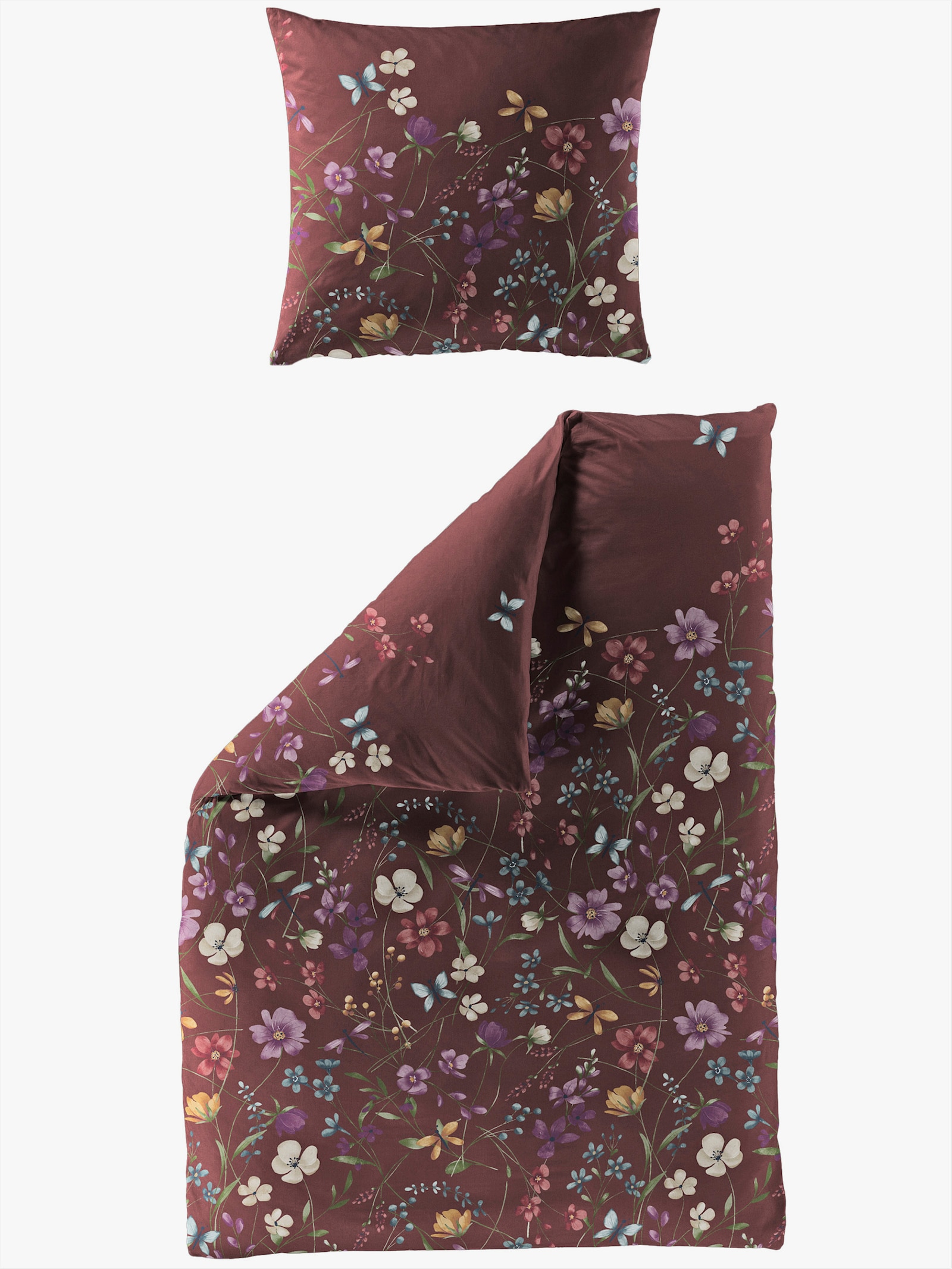 Bierbaum Bettwäsche - rostrot-petrol-bedruckt