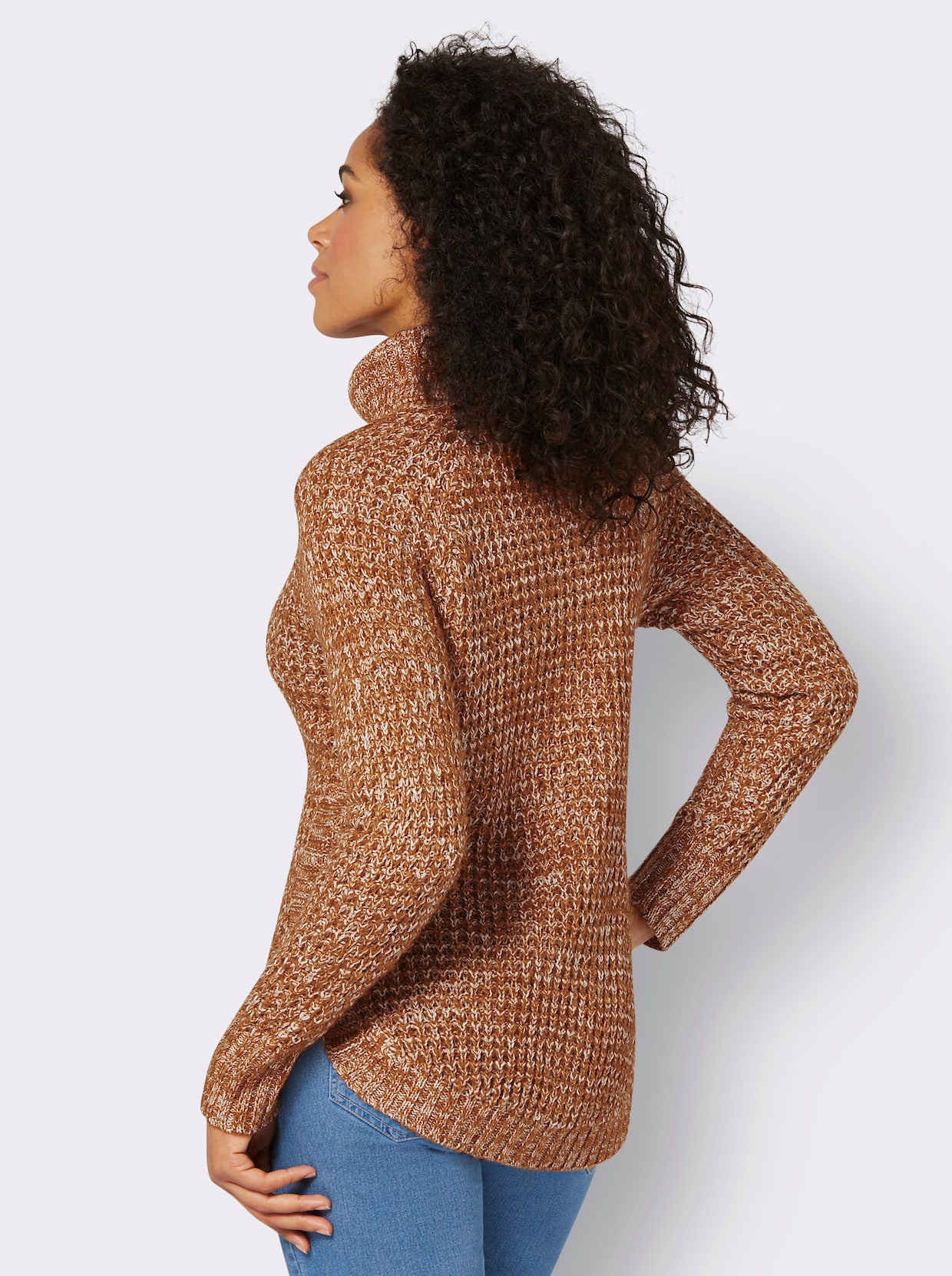 Pullover - cognac-ecru-meliert