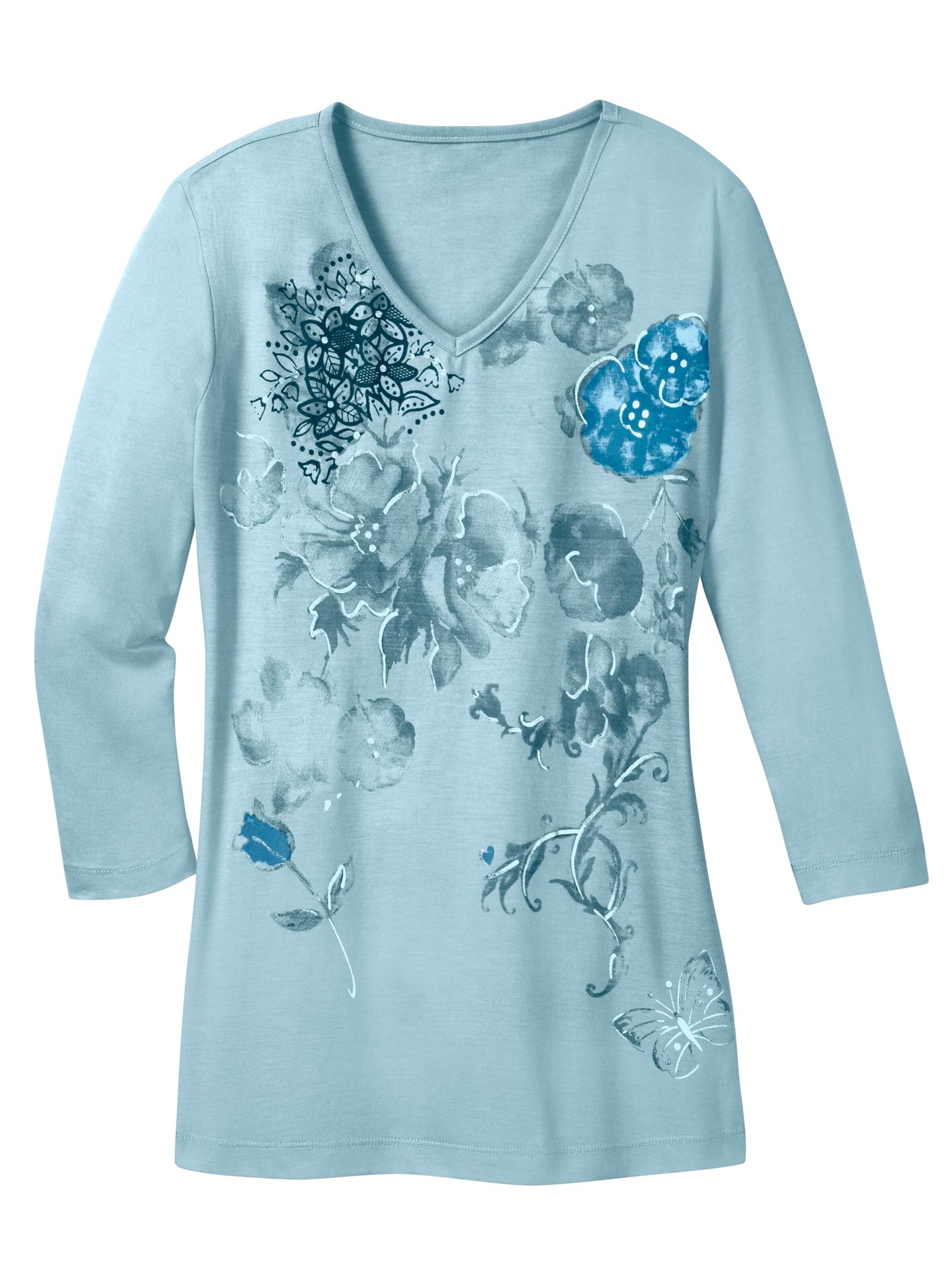 Shirt - eisblau-meliert