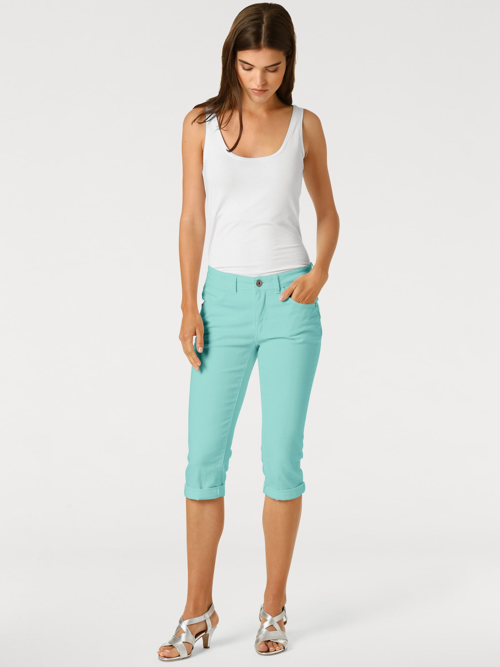 heine Bauchweg-Hose in Röhrenform - türkis