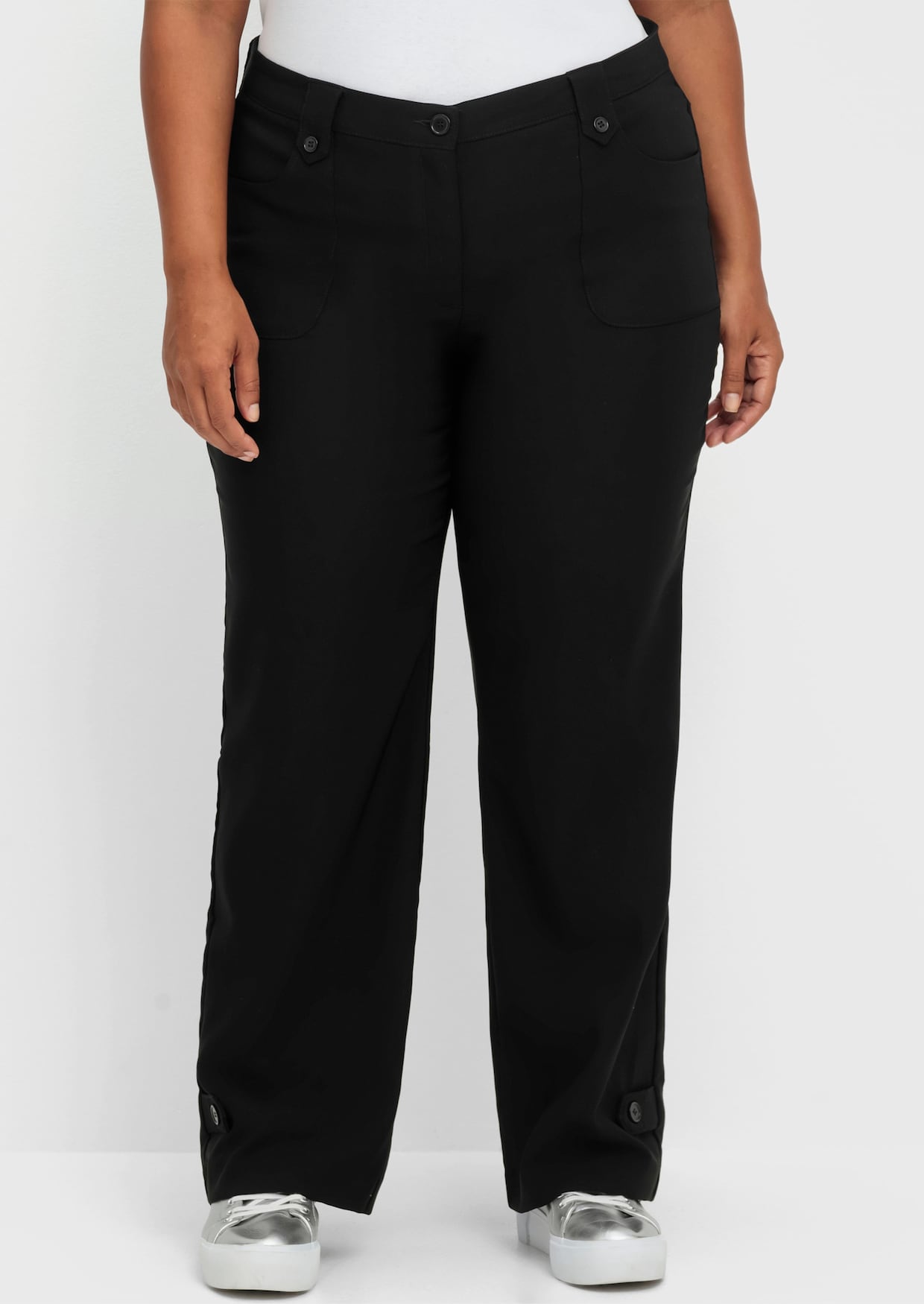 Hose in weiter Form, bügelfreie Koffer-Qualität - schwarz