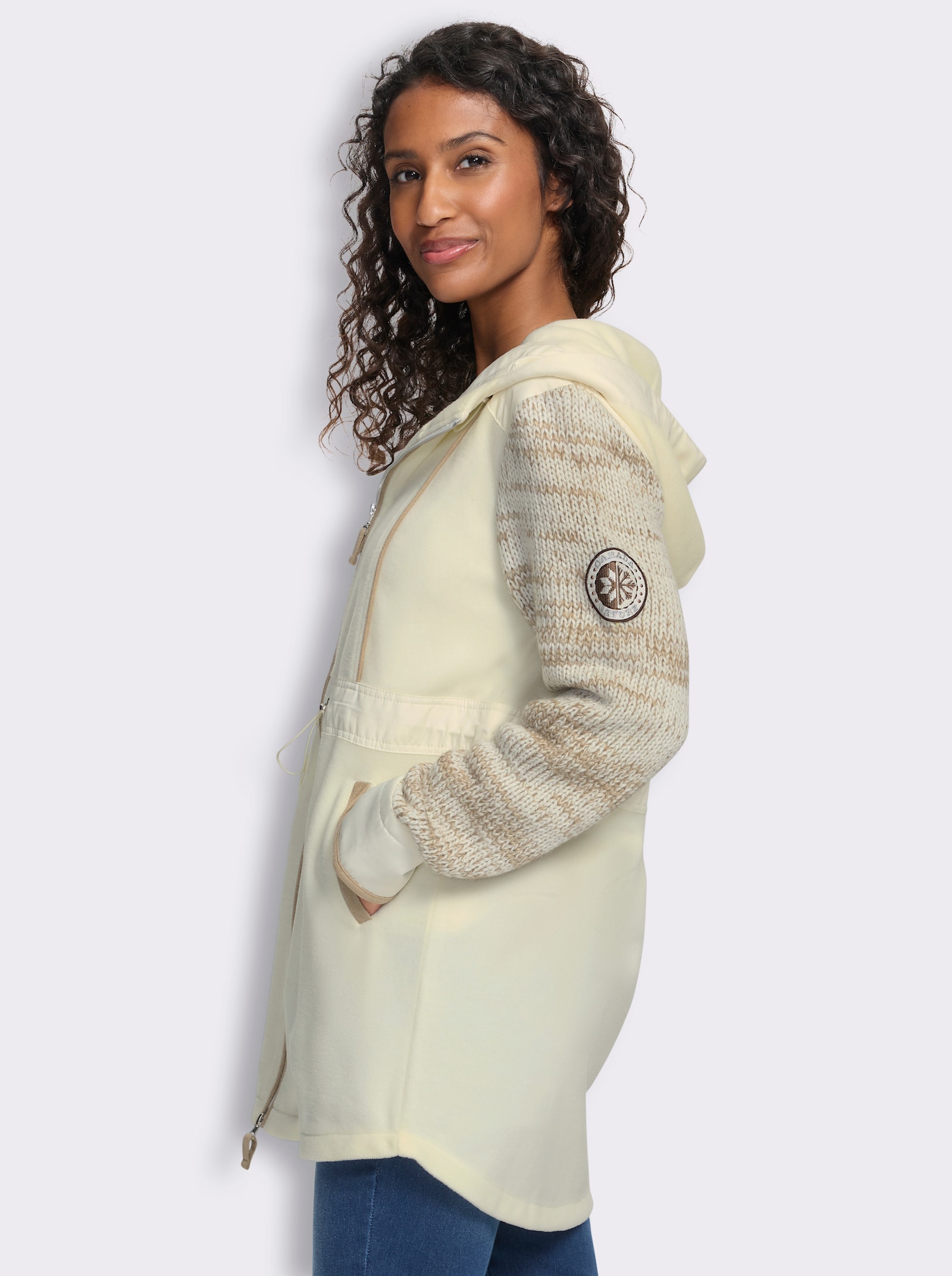 heine Fleecejacke mit Kapuze - ecru