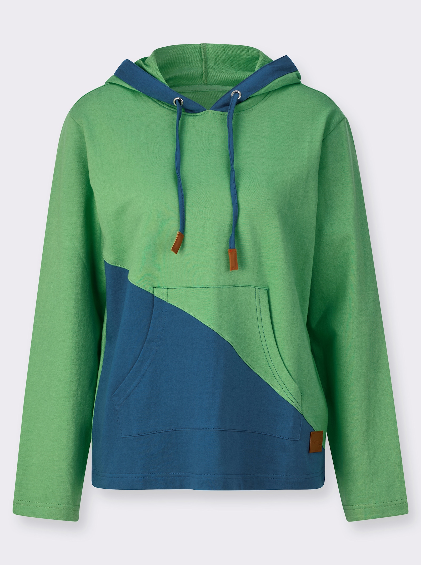 Sweatshirt mit Kapuze - apfel-jeansblau