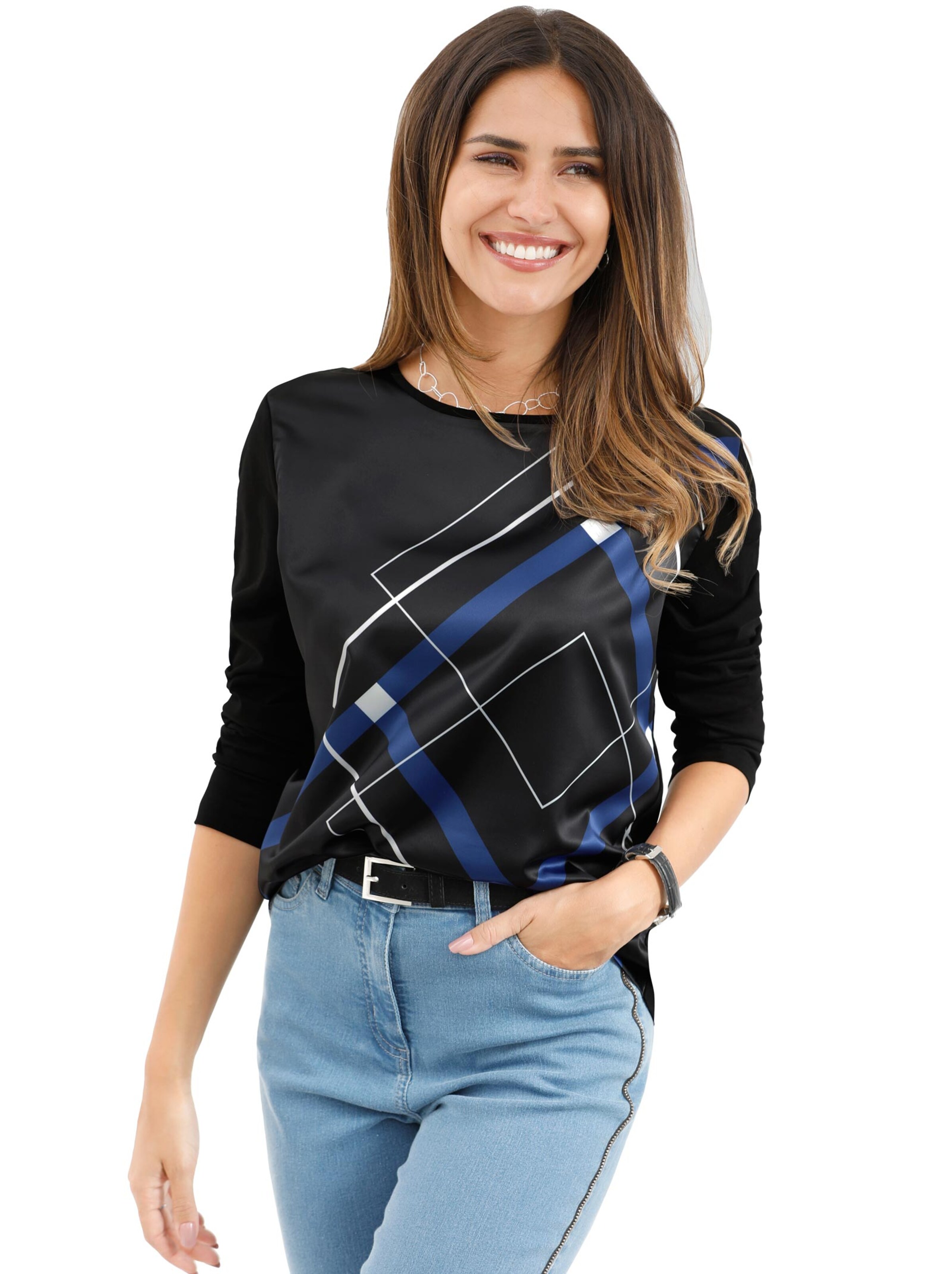 Blusenshirt - schwarz-bedruckt