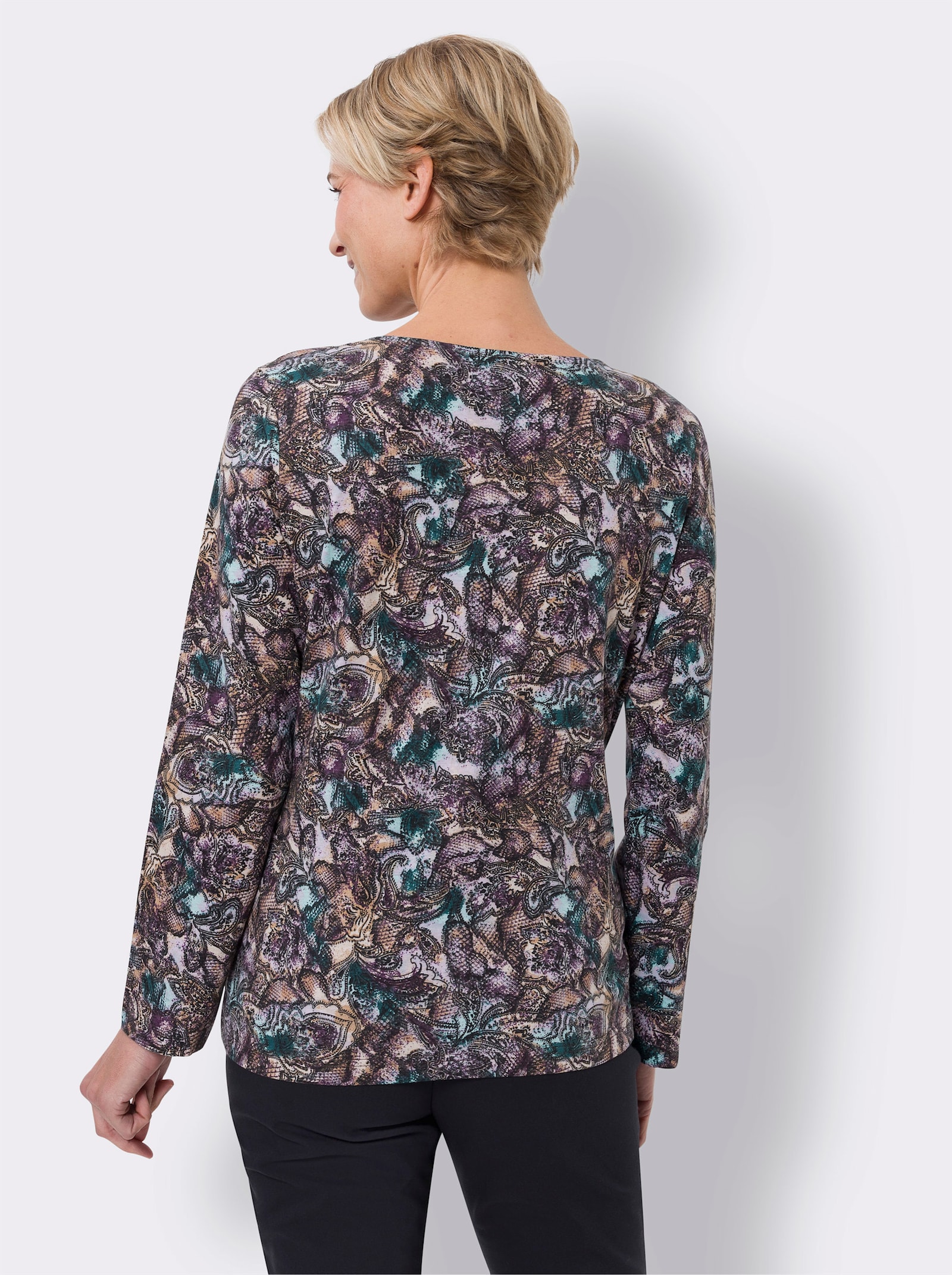 2-in-1-Shirt aus Baumwolle, bedruckt - schwarz-petrol-bedruckt