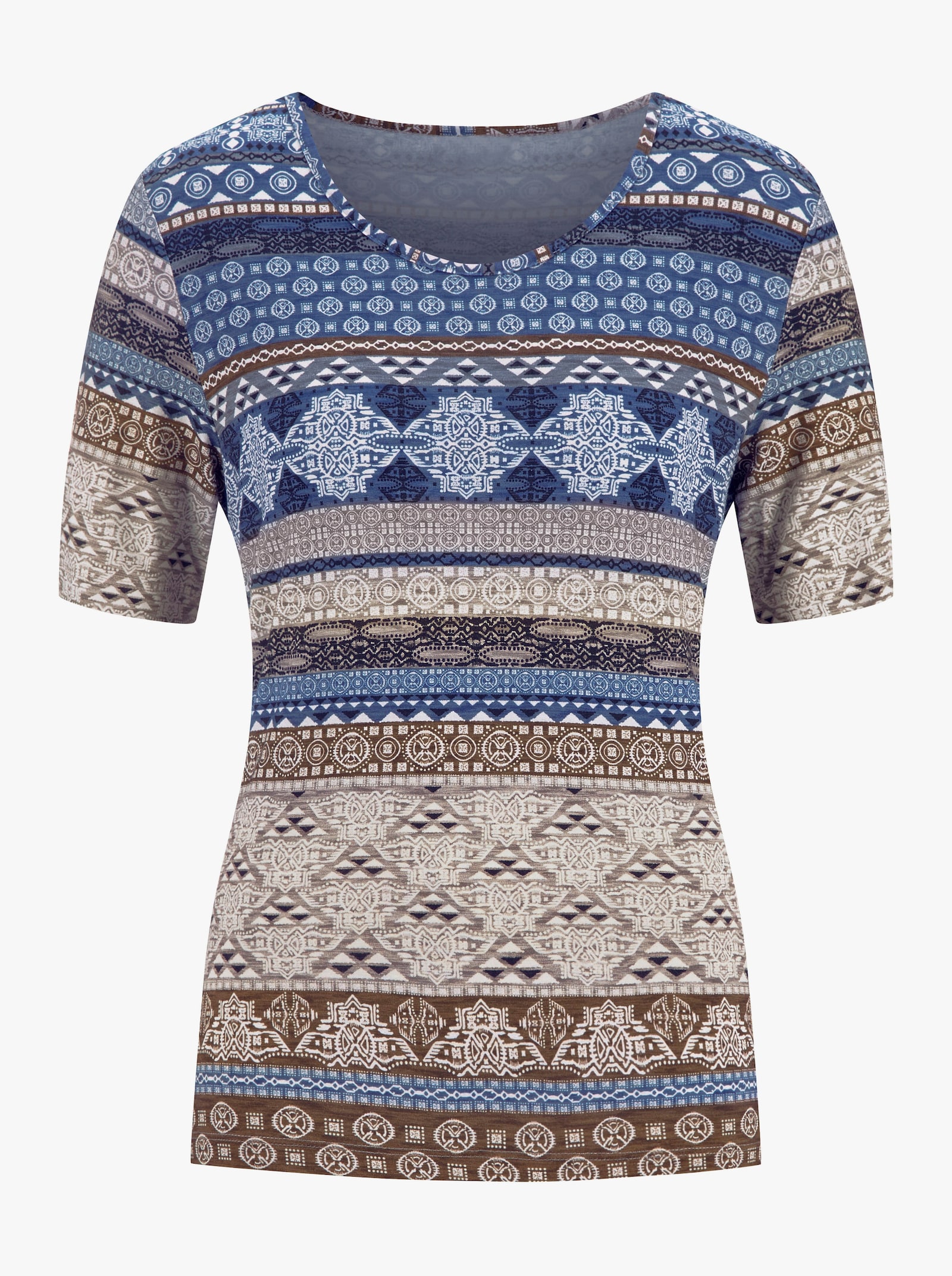 Kurzarmshirt geometrisch gemustert - marine-bedruckt