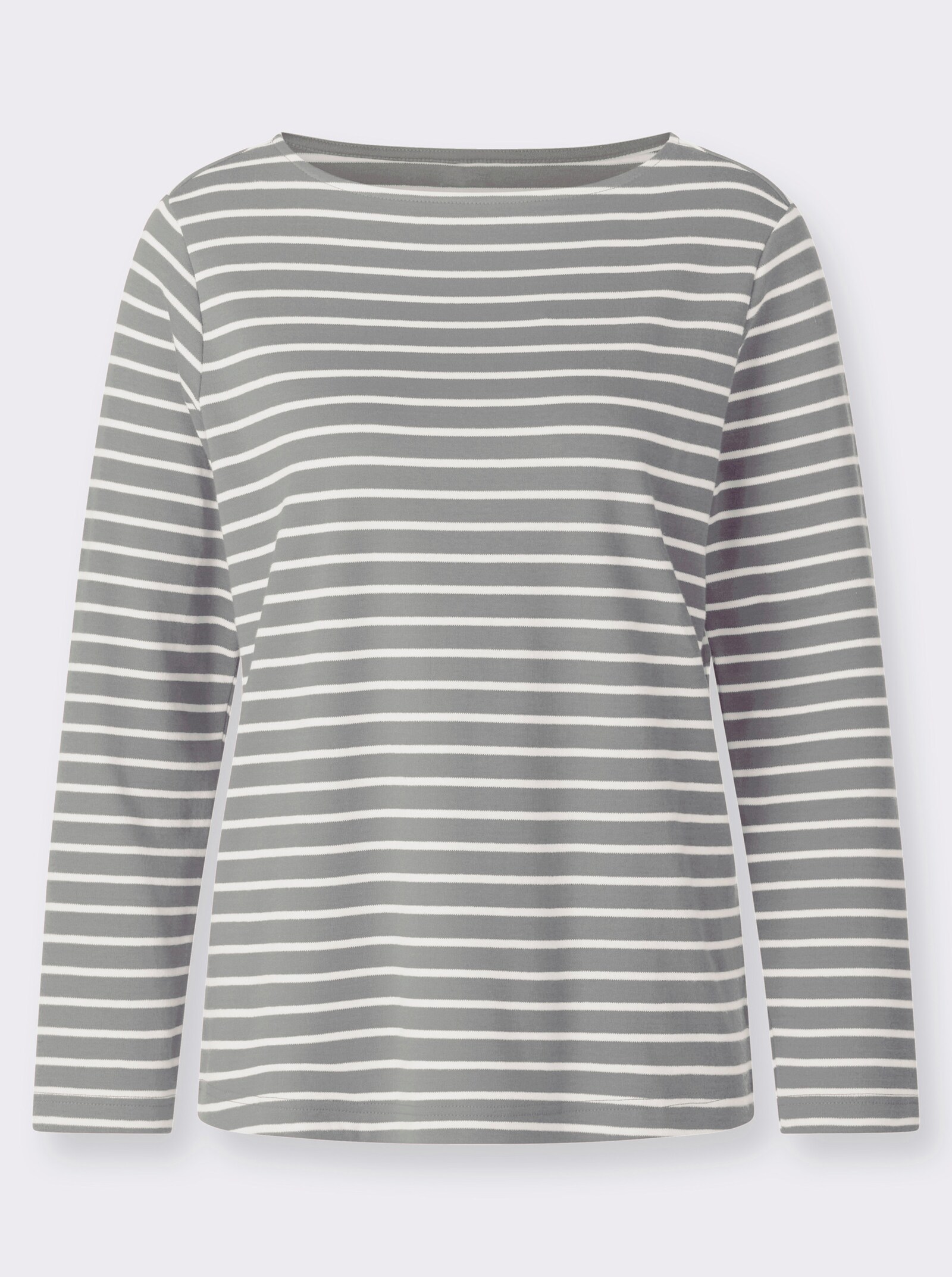 Sweatshirt im Ringel-Dessin - steingrau-ecru-geringelt