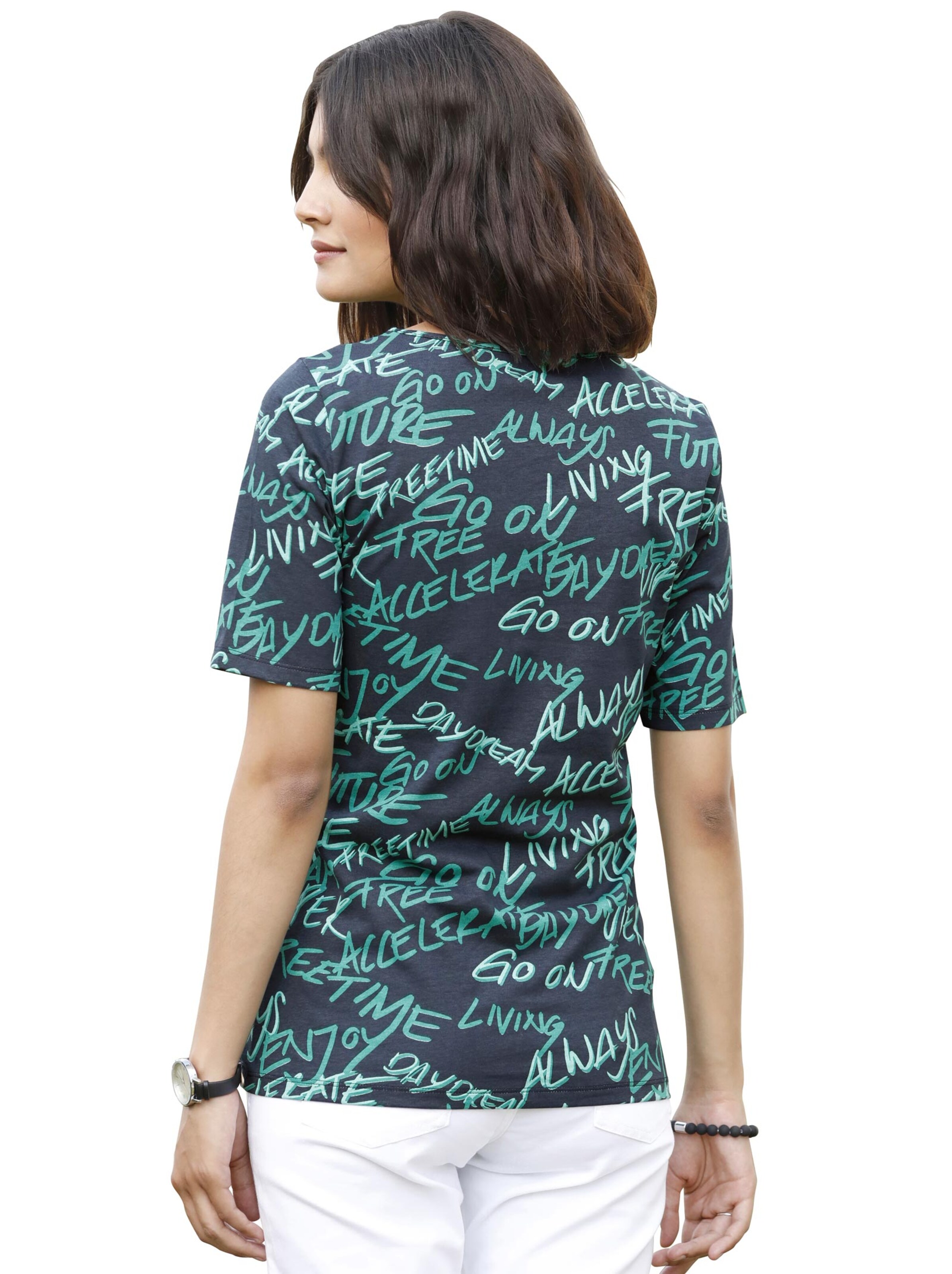 Shirt - smaragd-gemustert