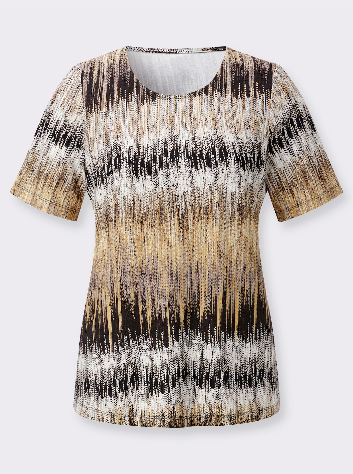 Kurzarmshirt - gelb-schoko-bedruckt