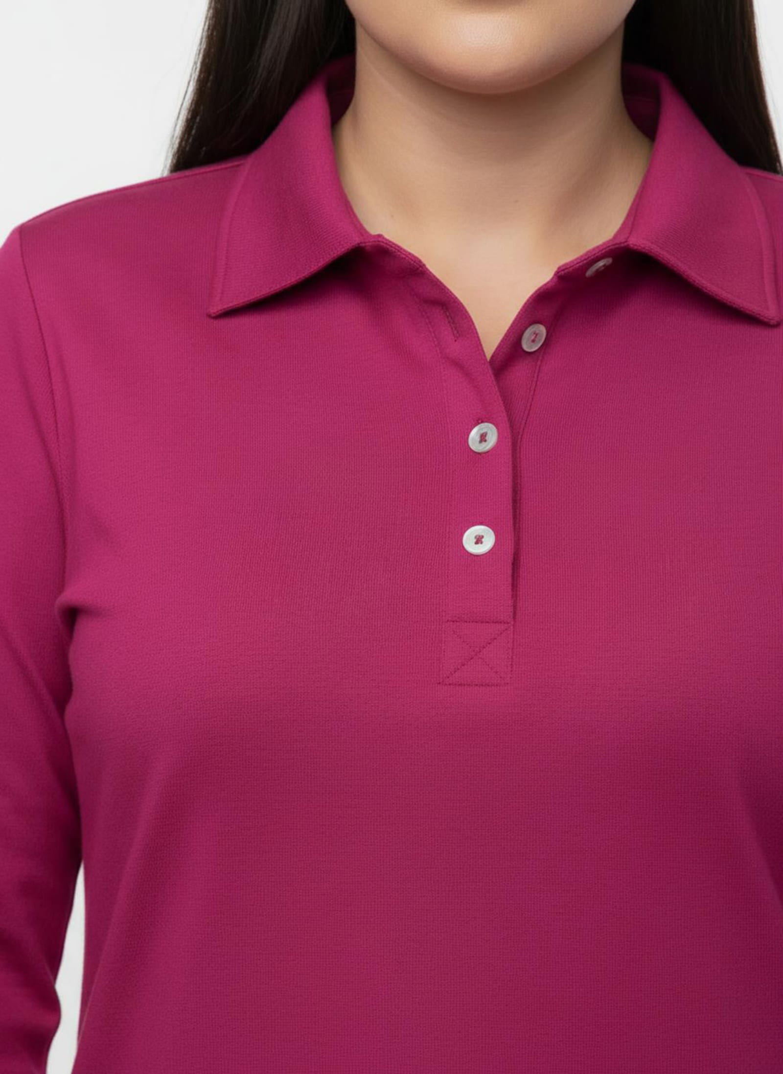 Longshirt mit kurzer Knopfleiste - pink