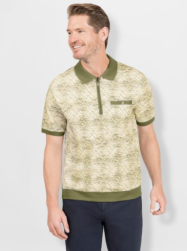 Marco Donati Kurzarm-Poloshirt - khaki-bedruckt