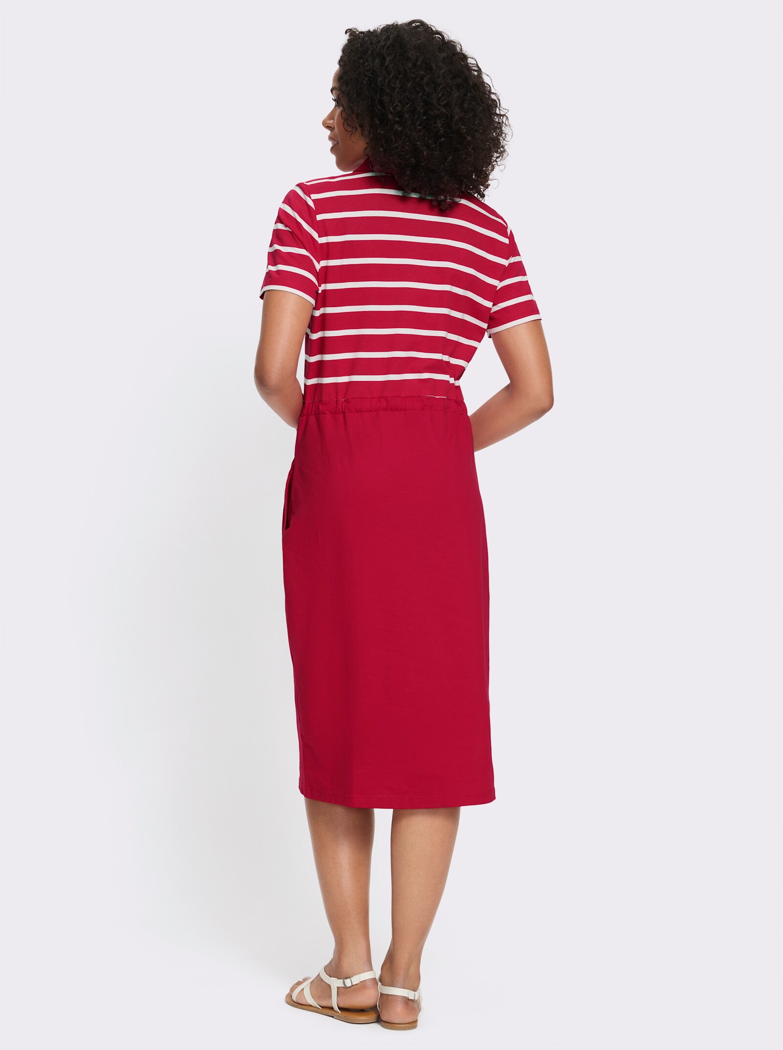Jerseykleid mit 2 Nahttaschen - rot