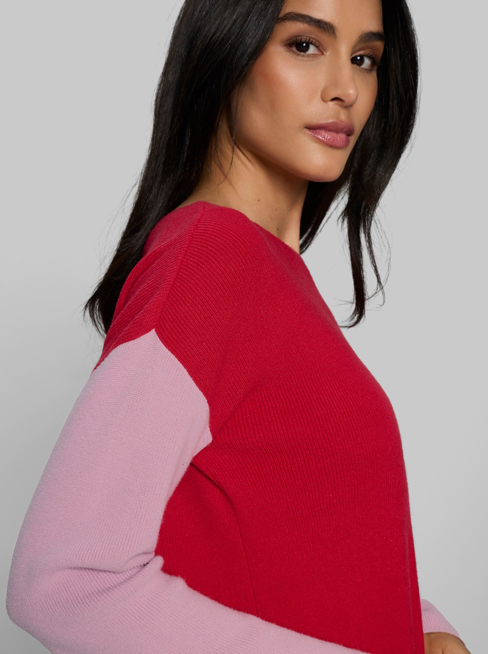 heine Langarm-Pullover in Color-Blocking-Optik - rot-rosé